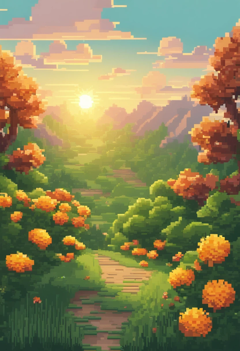 Sunny summer,florals,Green tree,pixelated art, beautiful detailed pixel art, detailed pixel art, Retro lo-fi video game, Pixel art concept, detailed pixel artwork, pixelart style, Pixel City, pixel art animation, high quality pixel art, White snow, super detailed color lowpoly art, #pixelart:3, # pixelart, #pixelart
