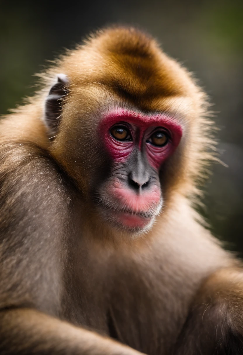 Japanese macaque　Soak shoulder-deep in an open-air bath　Enter　Snow around
