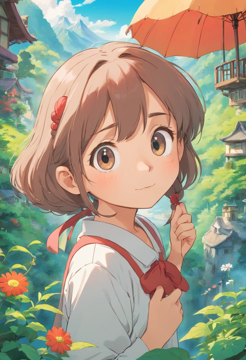 A sweet girl with cartoon character