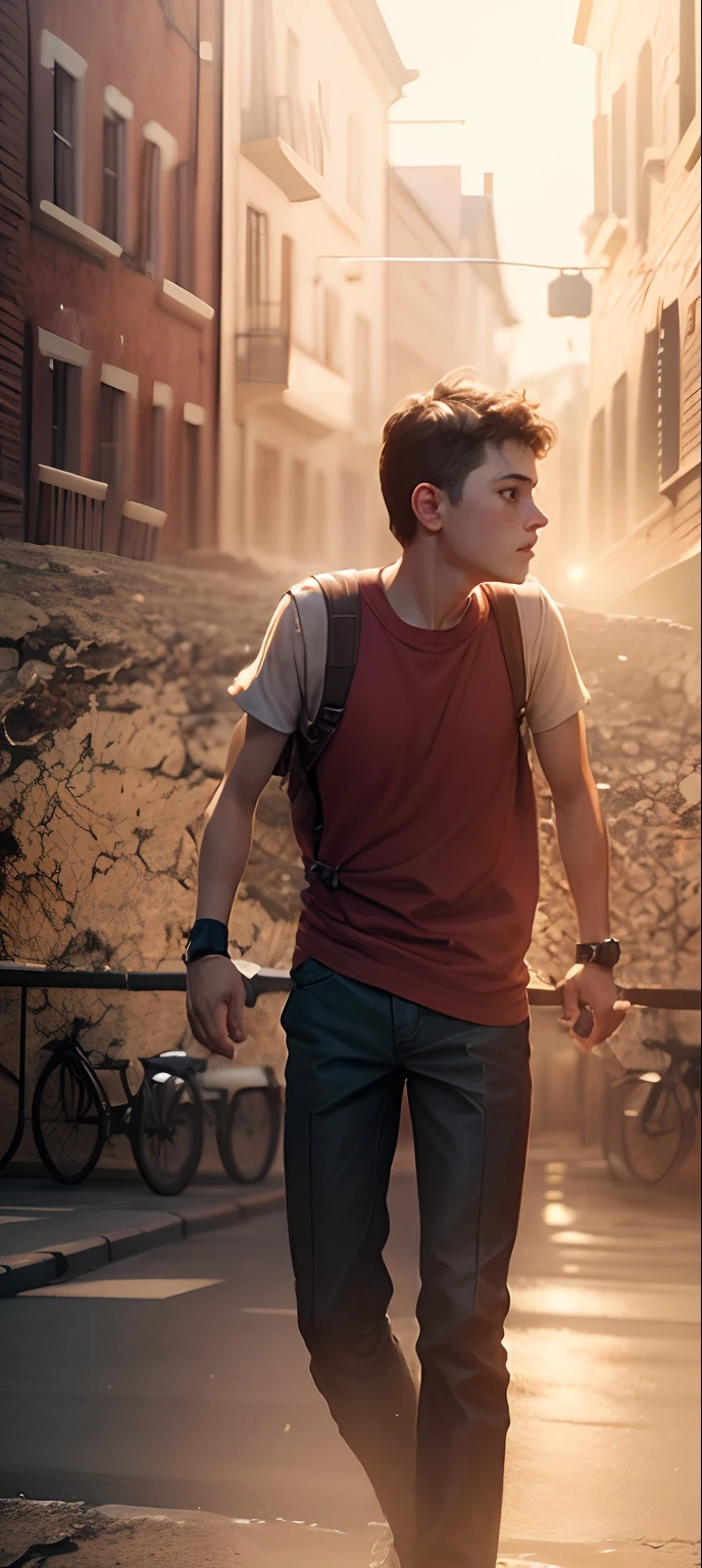Realistic 8k high quality. cinematic background. A boy