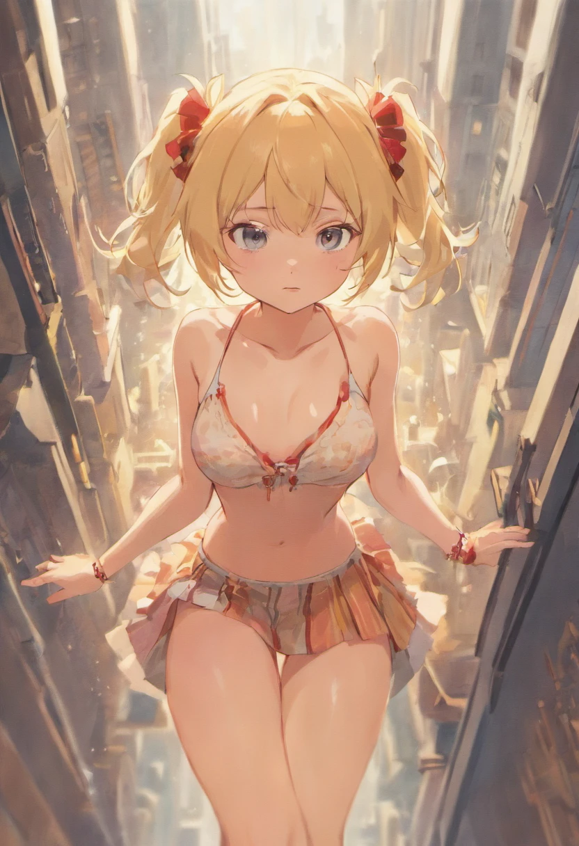 petit small blond miniskirt looking up spread legs small boobs small thighs small tits small ass clean pussy plump pussy and she is wearing nothing but a miniskirt and she isn't wearing underwear she isn't wearing anything under the miniskirt and a camel toe wearing a bikini and has pig tails \