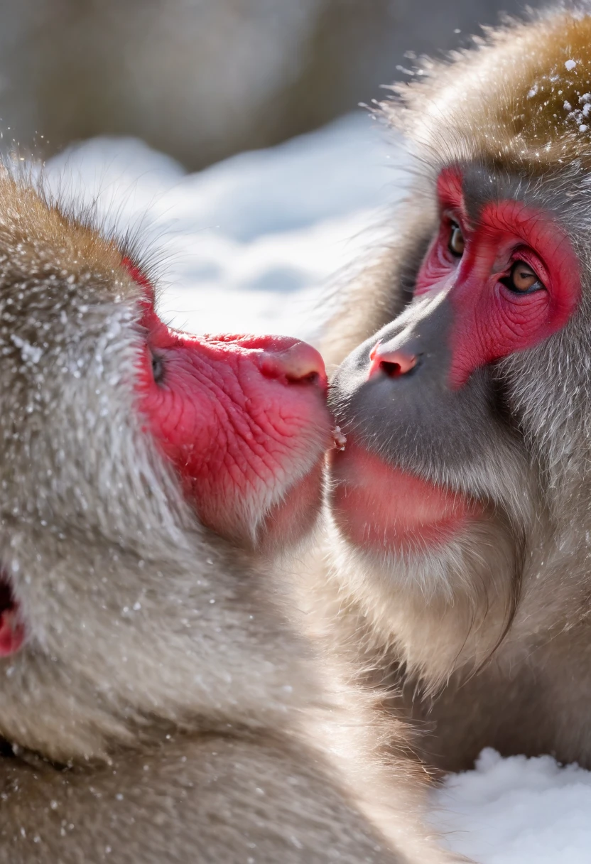 Japanese macaque Soak shoulder-deep in an open-air bath Enter Snow around