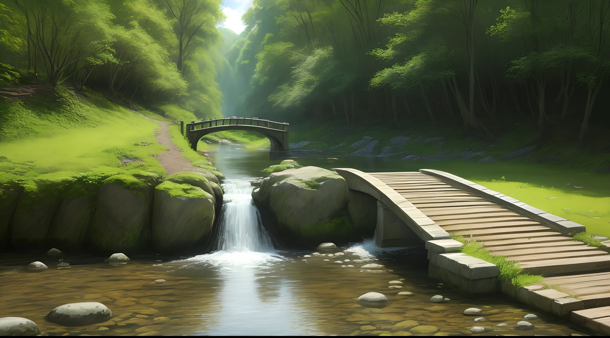 small bridge flowing water