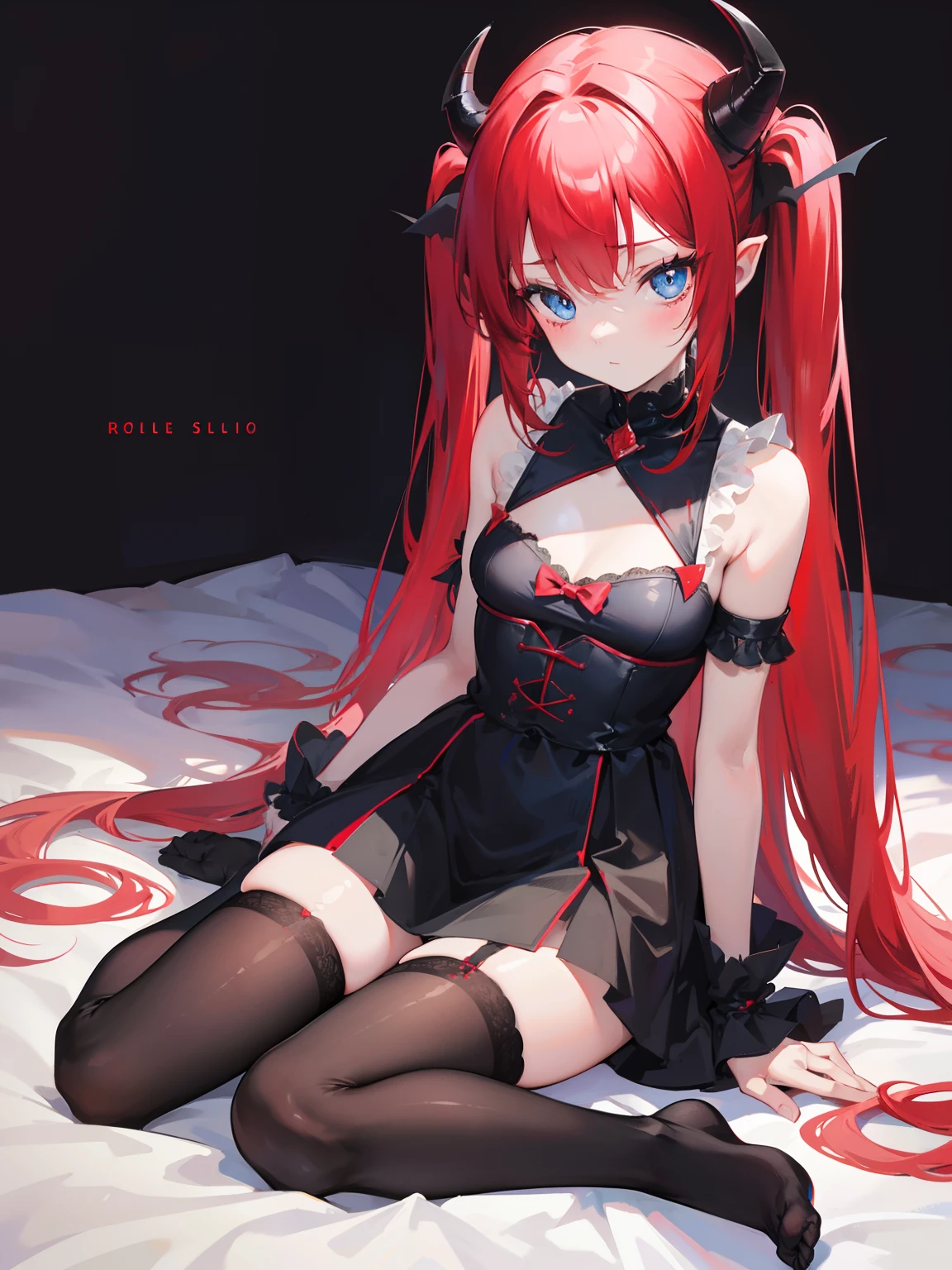 Prompt: (1girl), (li), hair into a ribbon, hair ribbon, black ribbon, medium long hair, red hair, on one side hair spiral, (beautiful red starry eyes:1.5), sidelocks, (small breast:1.2),
BREAK strapless red dress, black ribbon, black thighs 40,
BREAK indoors, laying on bed, sexy pose, cute,
BREAK looking at viewer, half closed eyes, smile, closed mouth, pervert look, NSFW, touching her skirt
BREAK (masterpiece:1.2), best quality, high resolution, unity 8k wallpaper, (illustration:0.8), (beautiful detailed eyes:1.6), extremely detailed face, perfect lighting, extremely detailed CG, (perfect hands, perfect anatomy), BREAK masterpiece, best quality, ultra-detailed, illustration, kawaii, detailed light, happy, smile, blush, Highlights hair, hair, beautiful detailed body, detailed sparkling eyes, 1girl, looking at viewer, cowboy shot, showing skin, buttocks, black tights tender 40, perfect limbs, on bed, legs open, show vaginal rupture, cum mouth