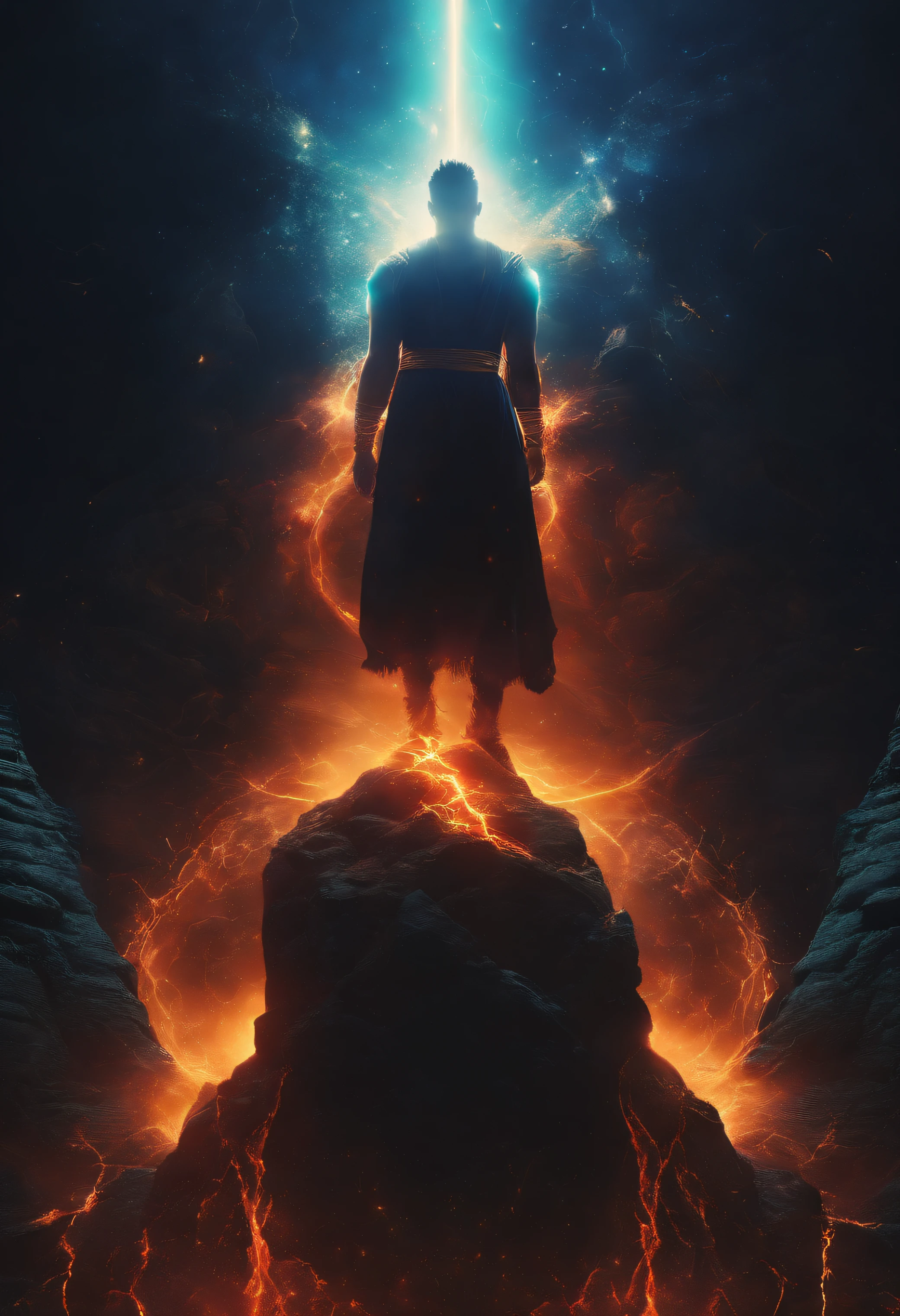 Kakarot, The domineering of the glowing body, eerie, Creepy, nightmarish, Very bright colors, Light particles, with light glowing, wallpaper art, UHD wallpaper