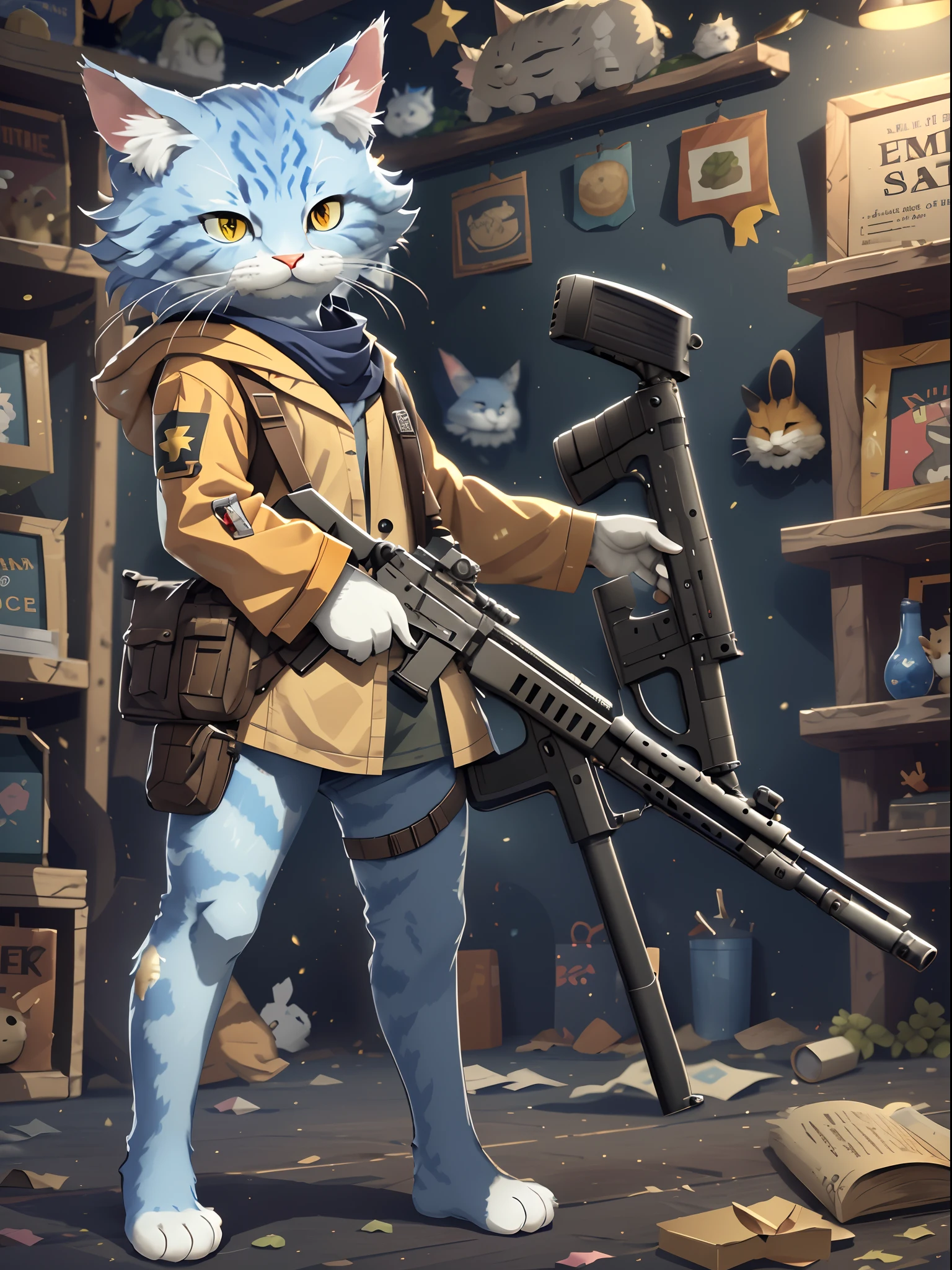 c4ttitude holding rifle，