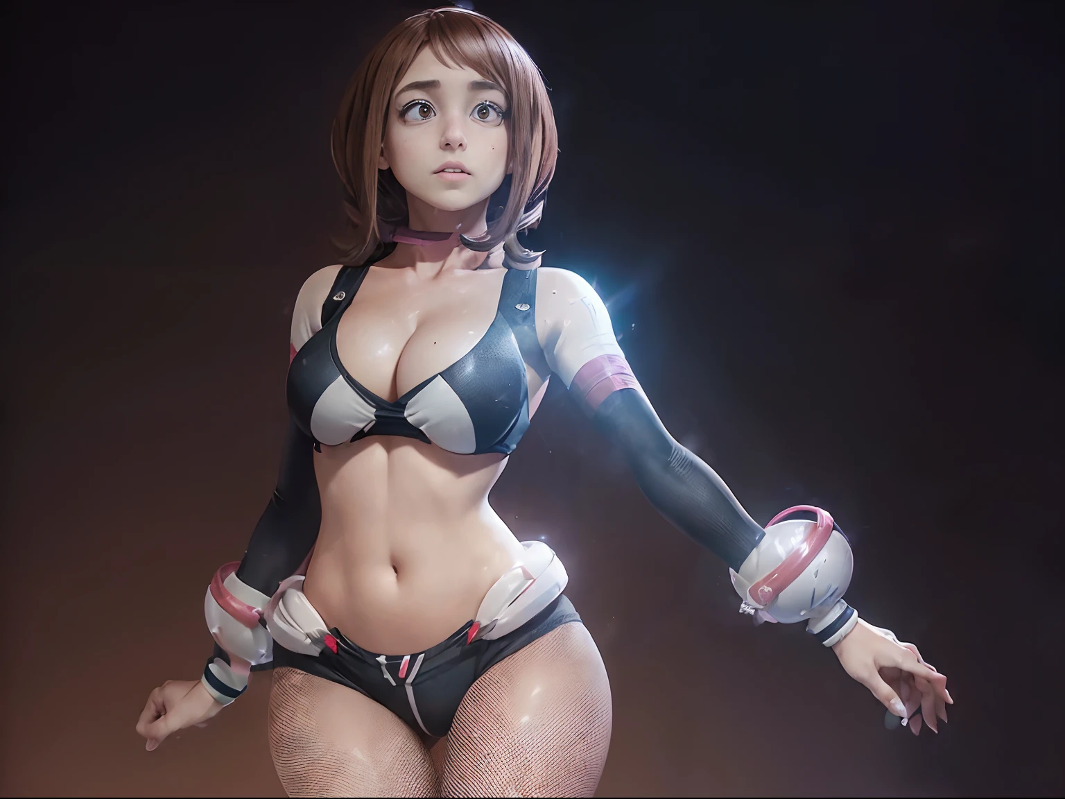 (((Uraraka Ochako))) ((My Hero Academia)) (((su clasica vestimenta )))((hermosa)(((enormes tetas))) 8k,((cuerpo completo))(((Amazing tits)))caliente, hermosa,((Hornie)), 8k, hiperrealista todo como un motor irreal trazado de rayos render ((estilo humano hiperealista)),(((Empty dark background))). hiperrealista todo como un motor irreal trazado de rayos render estilo humano realista ,(((Empty dark background)))., Suavemente iluminado, Intimo exquisito detalle, foco nítido, intrincadamente detallado, rewarded photography, small-catchlight, bajo contraste, alta nitidez, facial-symmetry, profundidad de campo, cinematic background, Renderizado del motor irreal, Imagen central, dream-like, Suavemente iluminado, intimo, imagen de cuerpo completo ,cuerpo completo,((tetona)),((piernas torneadas)) perfect ass ecchi full body skull candy