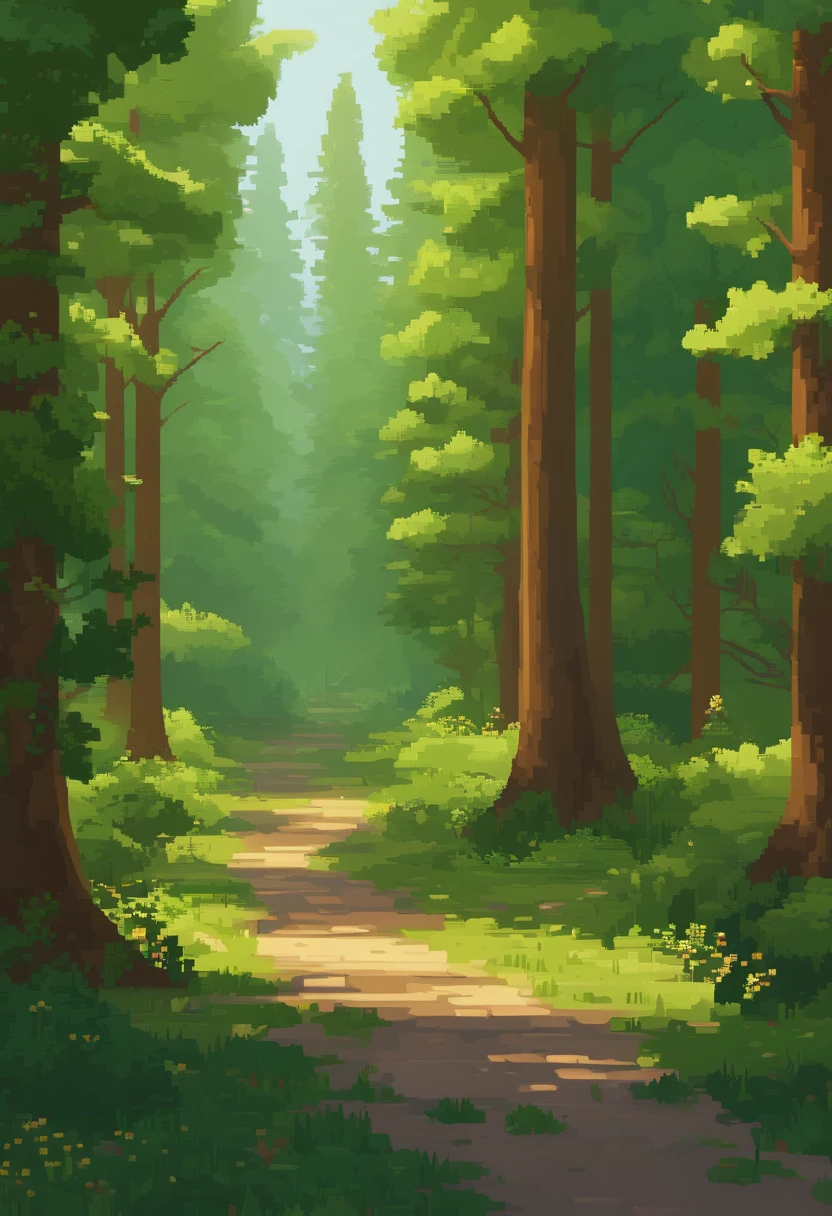 Sunny summer,Tall trees in the woods,Green trees,pixelated art, beautiful detailed pixel art, detailed pixel art, Retro lo-fi video game, Pixel art concept, detailed pixel artwork, pixelart style, Pixel City, pixel art animation, high quality pixel art, super detailed color lowpoly art, #pixelart:3, # pixelart, #pixelart