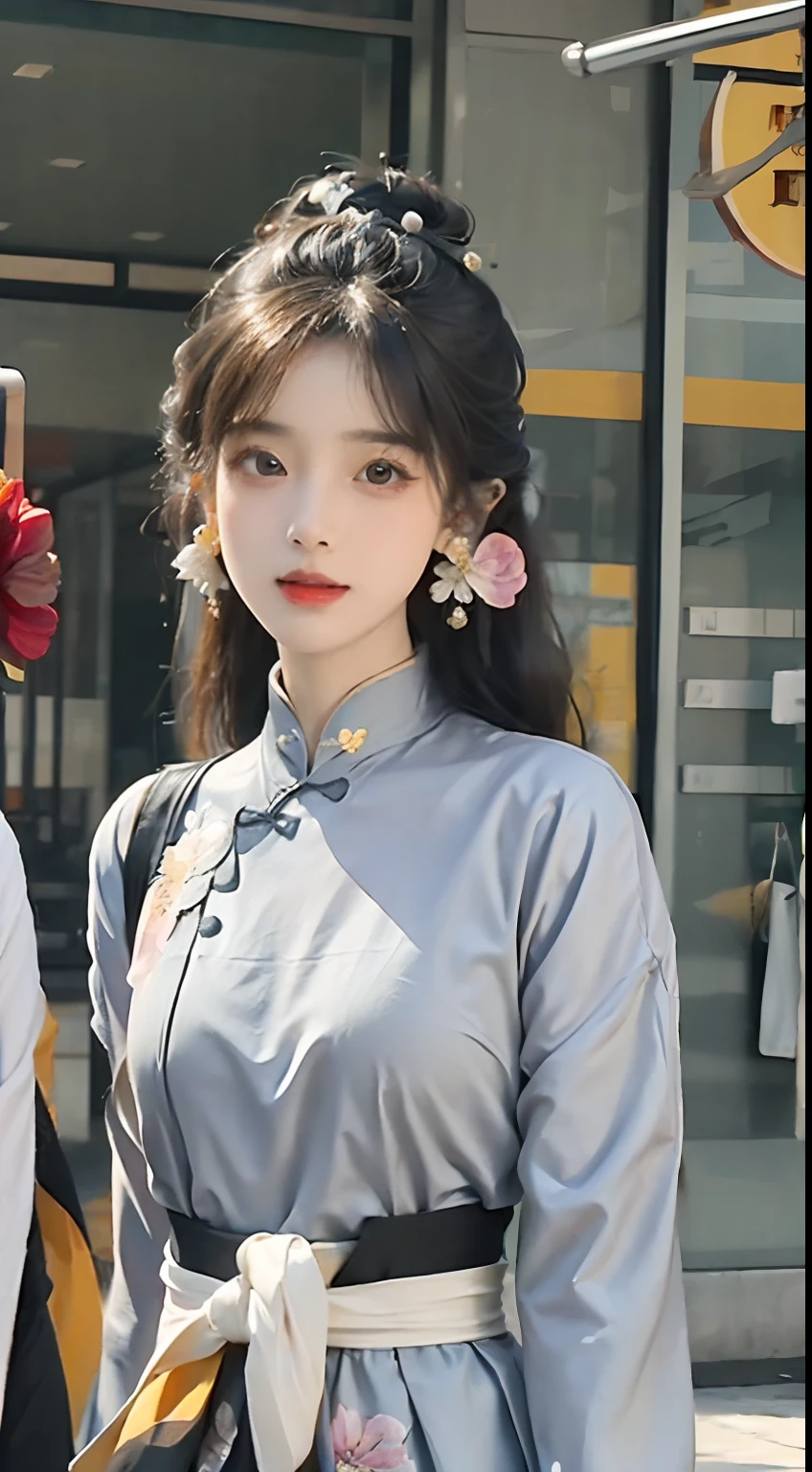8K,Photorealsitic,(Masterpiece, Top quality, Best quality, offcial art, Beautiful and aesthetic:1.2), (a beautiful girl in vintage aodai:1.3), Extremely detailed,(Fractal art:1.1),(Colorful:1.1)(Flowers:1.3),highest details,(zentangle:1.2), (Dynamic pose), street, Cyberpunk, (vietnam Traditional aodai:1.2), (Shiny skin), (many color:1.4), ,(Earrings:1.4),