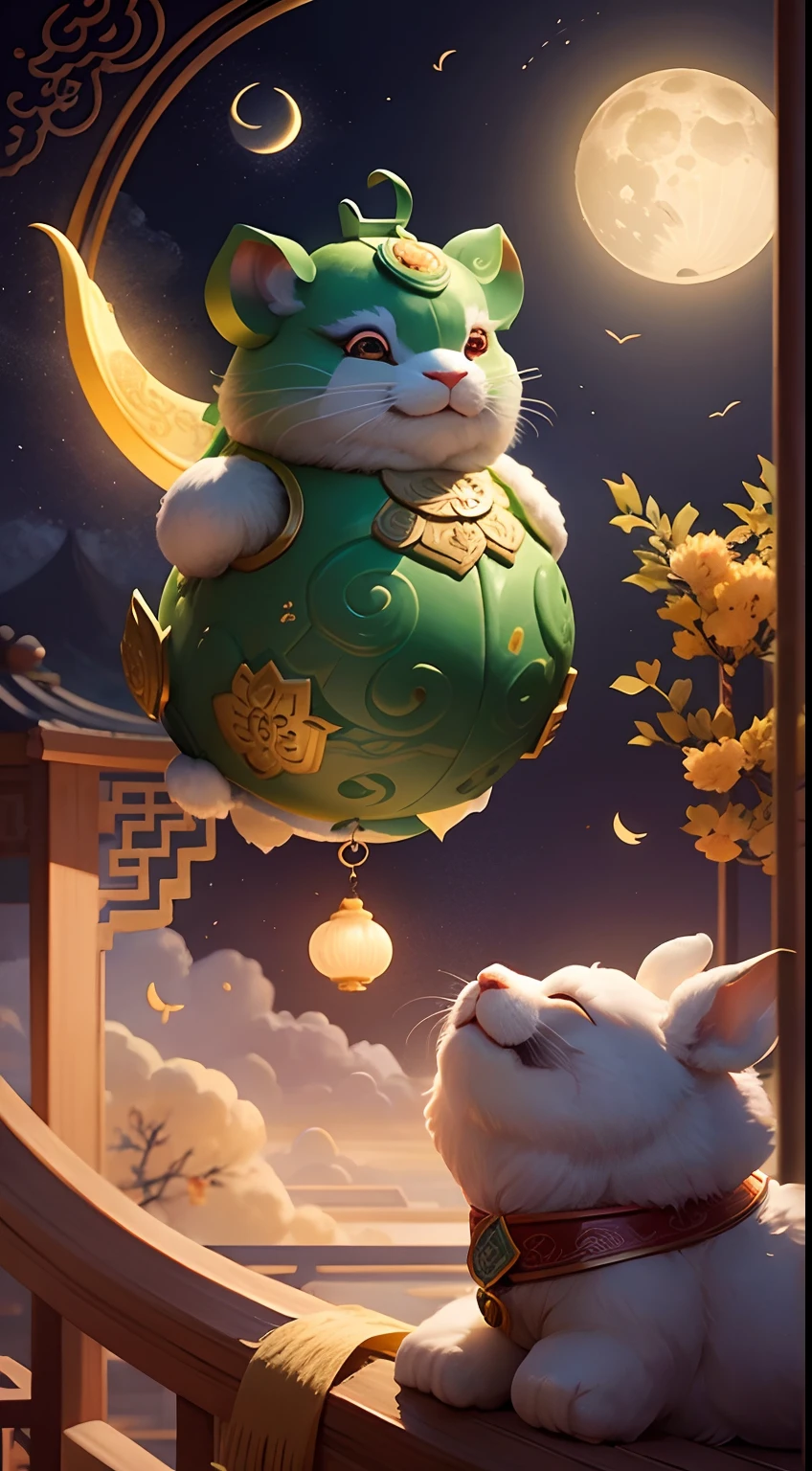 Mid-Autumn Festival Jade Rabbit Chang'e Flying Moon Cake Auspicious Cloud Country Chaofeng Illustration Festival