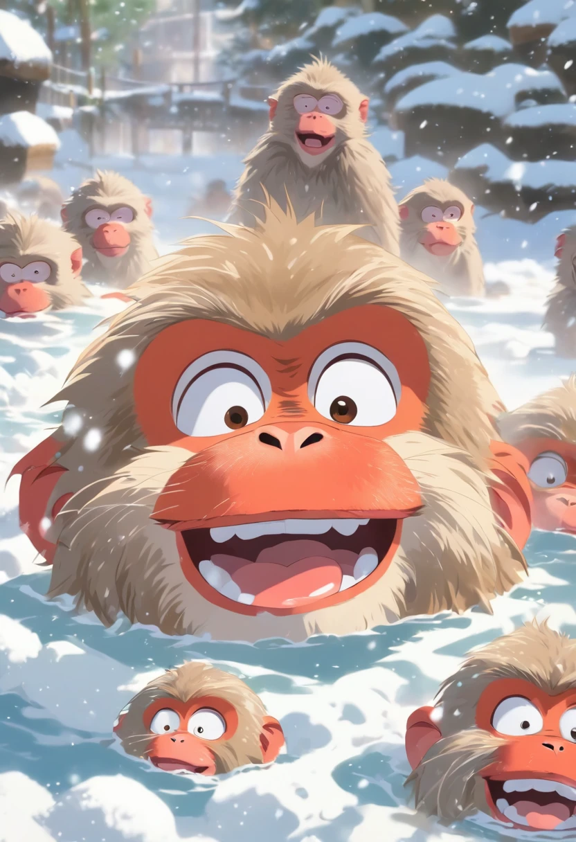 Japanese macaque Heartwarming Soak shoulder-deep in an open-air bath Enter Snow around