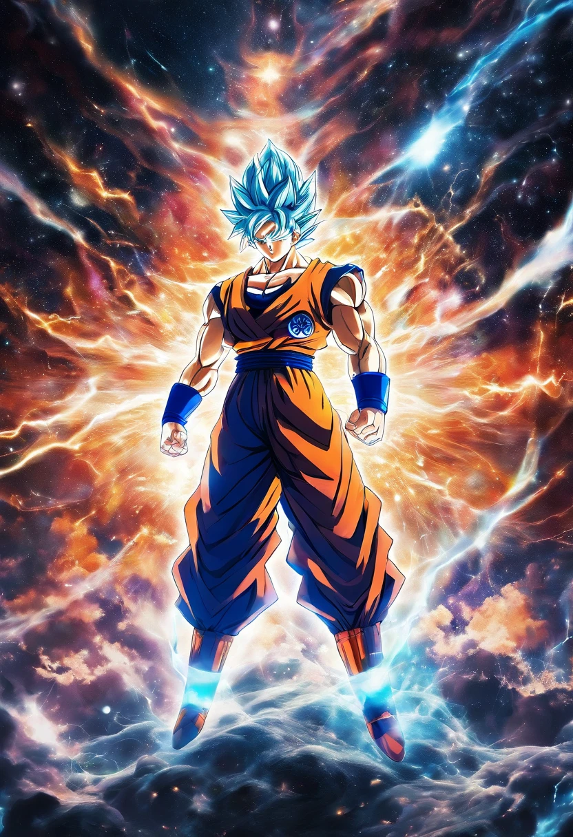 Kakarot, Feel free to do it,The whole body exudes a twisted white domineering aura,icy look in the eye,nightmarish, Very bright colors, Light particles, with light glowing, wallpaper art, UHD wallpaper,4K