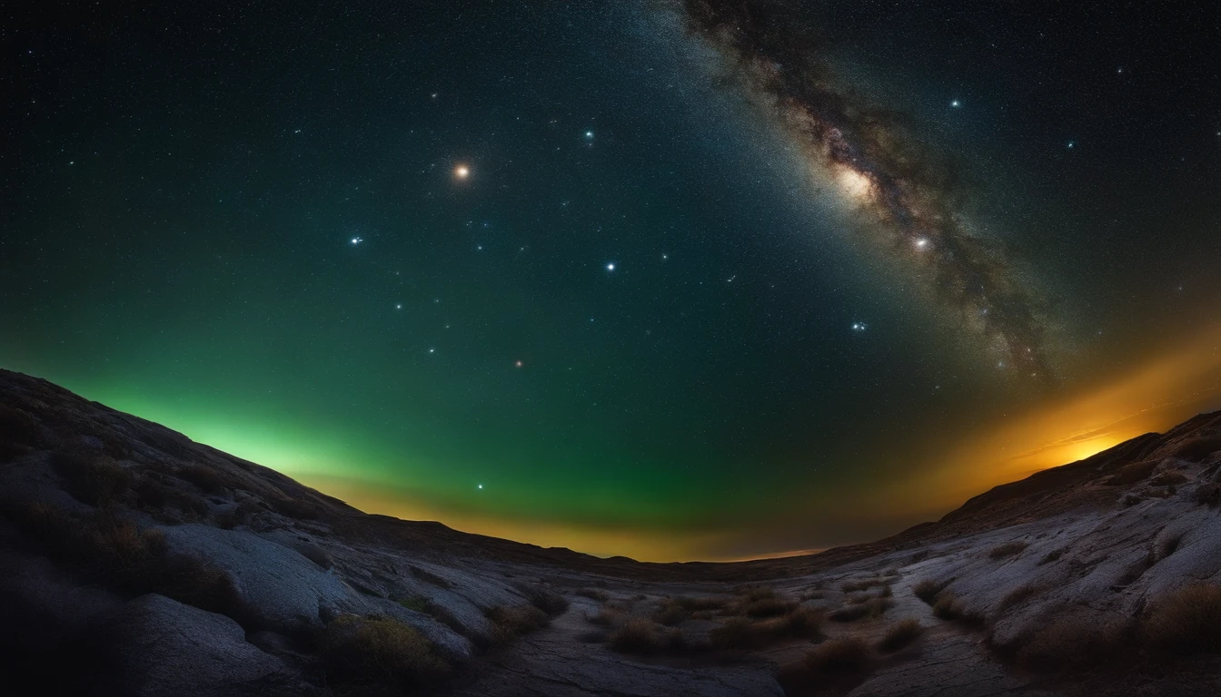 Crie uma imagem estonteante de um vasto cosmos, with countless twinkling stars, majestic planets and dazzling galaxies.