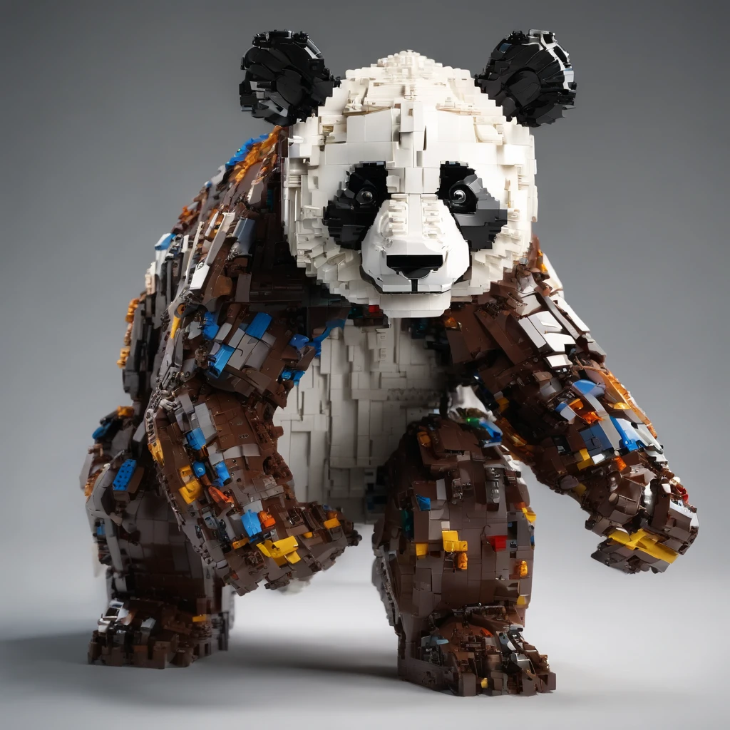 Panda Lego brick toy, Centered, Looking at the camera, Facing the camera, nearing perfection, Dynamic, Highly detailed, smooth, Sharp focus, 8K, high definition resolution, illustration, Art by Carne Griffiths and Wadim Kashin, White background