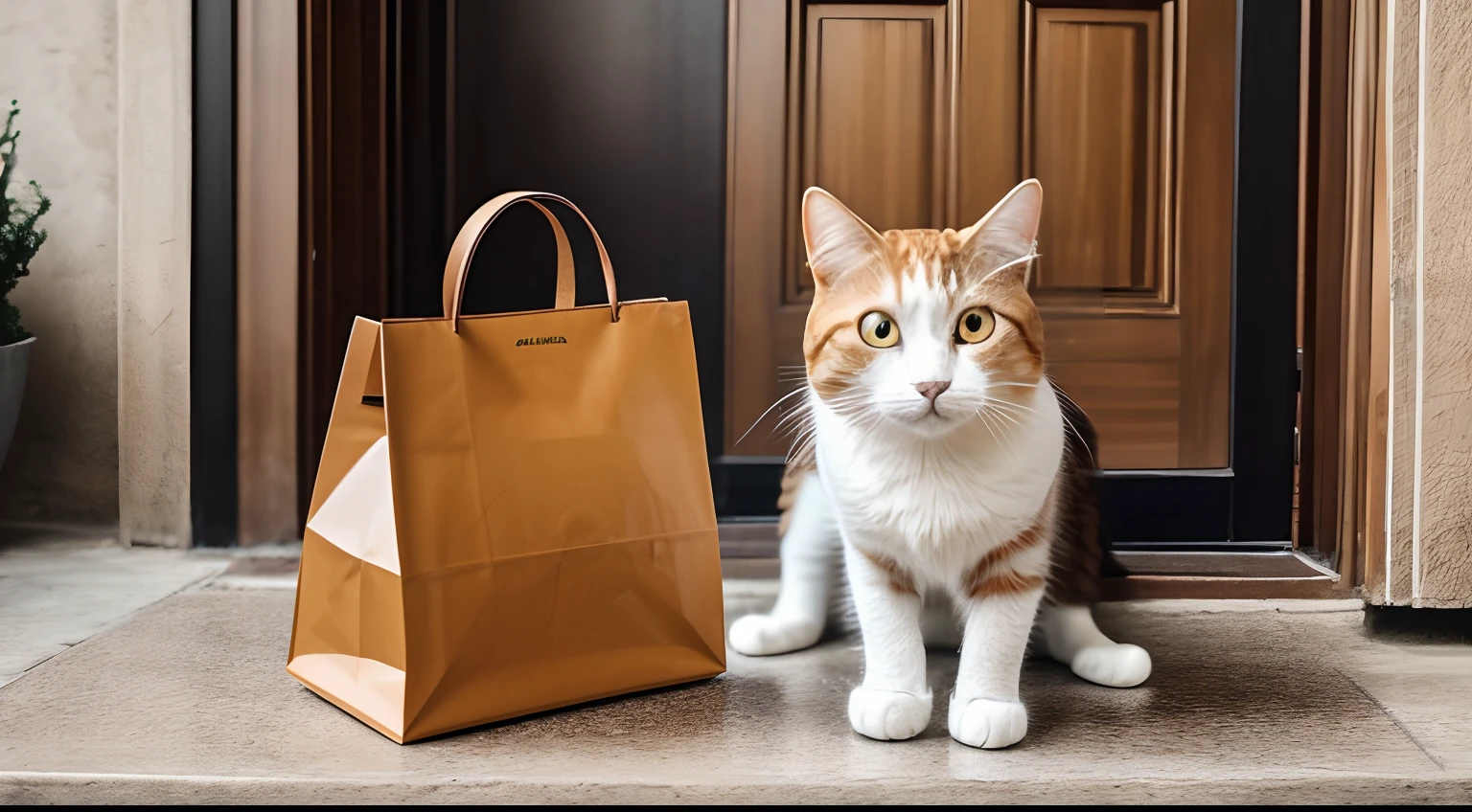 cat with shopee bag --auto