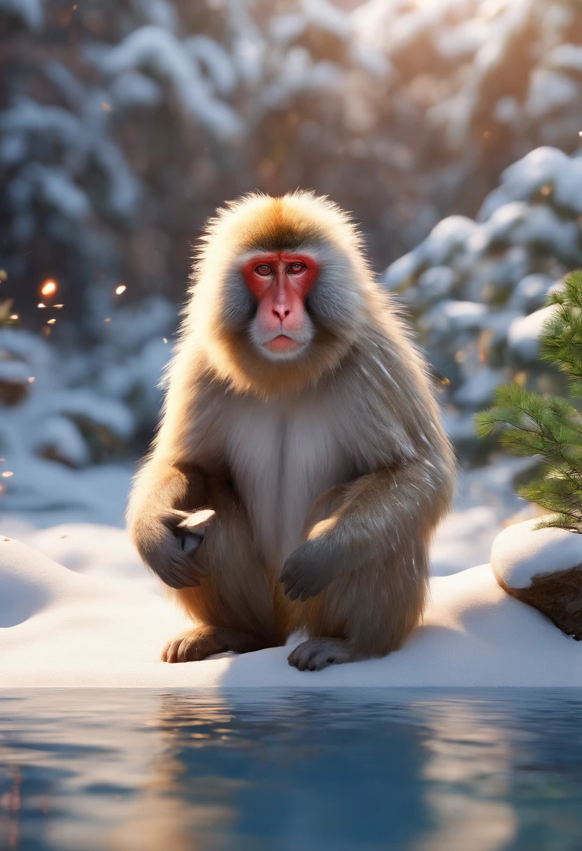 Japanese macaque Heartwarming Take a deep dip in your shoulders in the large open-air bath Enter Snow around