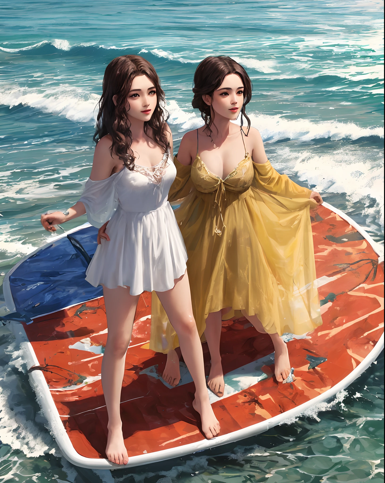 Uma garota sem roupa em uma praia