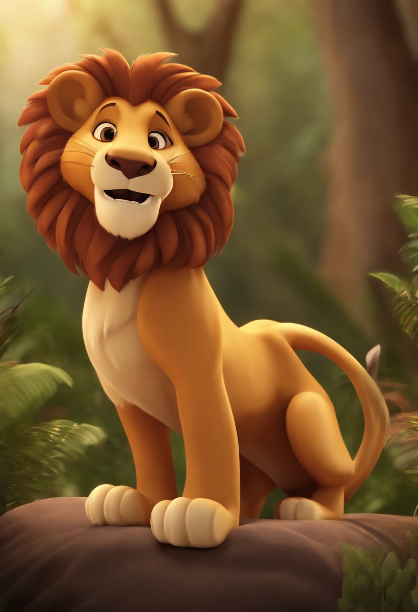 Good cartoon lion on a transparent background for a children's cartoon