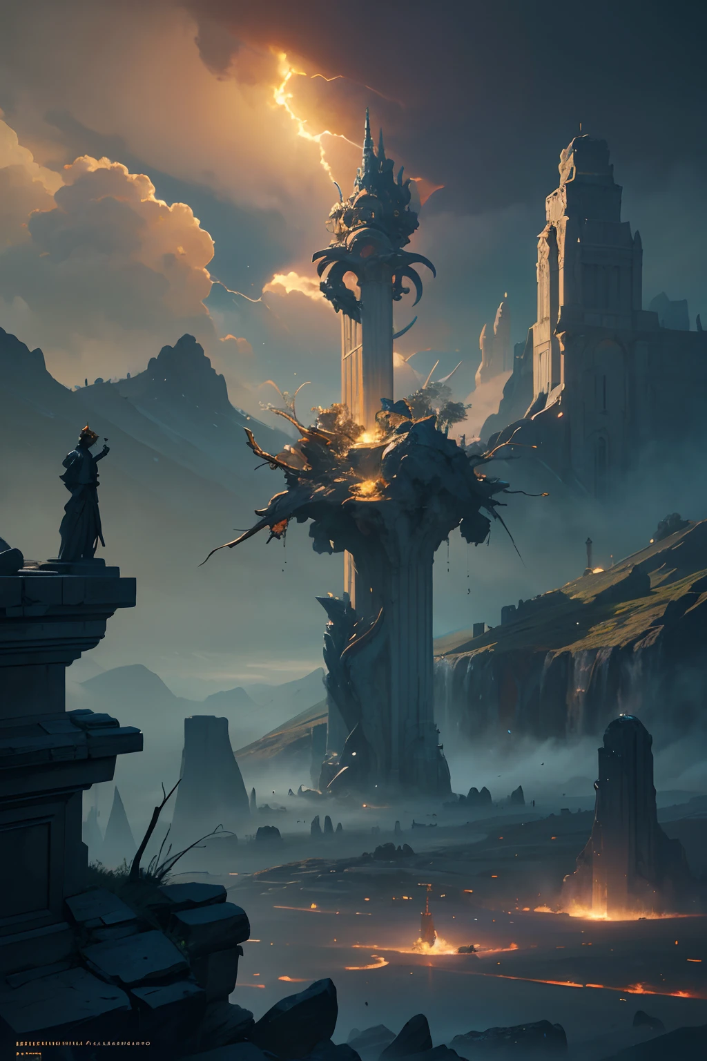 1deity, pillar of creation, abstract, chaos, stunning, cinematic lighting, unreal engine, trending on ArtStation, intricate details, masterpiece, best quality, by Irakli Nadar, Greg Rutkowski，(((best quality))),(((ultra detailed))),(((masterpiece)))