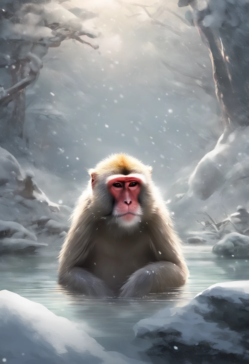 Japanese macaque Heartwarming Take a deep shoulder bath in the large open-air bath Enter Snow around