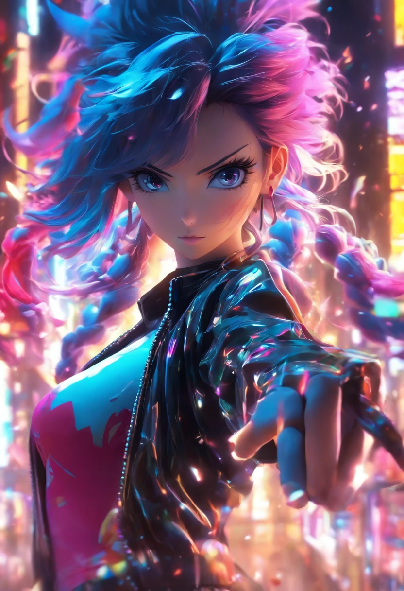 Anime - Stylistic image of a woman in a dress and a leather jacket, usar fones de ouvido, photorealistic anime girl rendering, Anime suave de arte CG, Estilo de anime 3D realista, Anime peito grande. soft lighting, arte de anime realista, arte de anime digital, arte de anime digital detalhada, Estilo anime 4k, Advanced digital anime art, garotas de anime sedutoras, arte digital estilo anime, Estilo Anime 3D