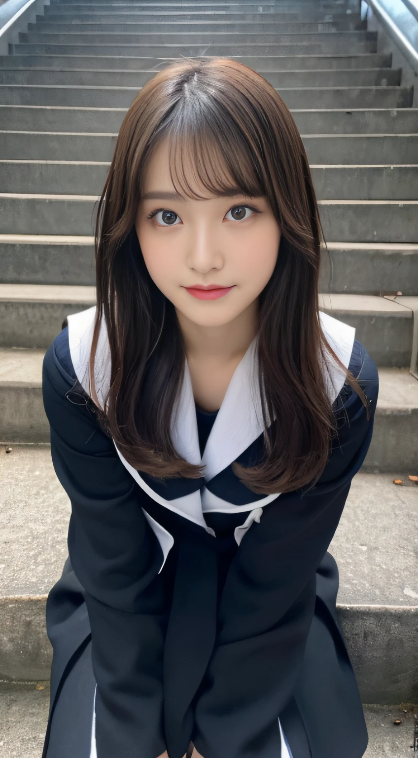 (((32k,high detal,high-detail、masterpiece,Attention to detail,full body Esbian,独奏))),Raw photo & realistic atmosphere,beautiful dark blue eyes,Detailed mouth,Glossy lips,Detailed eyebrows,Eyes drawn in detail with soft white skin that shines with every detail、azure eyes,Very beautiful eyes,Detailed lips、Very beautiful face,Very well-formed face、Lifelike face,shiny beautiful lips, Realistic Young Gravure Idol, very beautiful school girl, ,Moderately beautiful, Young Sensual Gravure Idol, Young Gravure Idol, Beautiful, Cute and sexy15 old schoolgirl,the whole body is wet,dripped out,with a flushed face,Incredibly beautiful15-year girlort-cut,Brown shiny hair,Hair is wet,Dripping water,dripping,(Black pantyhose,Beautiful fece,Looking at the camera:1.4),(Cross your legs in black pantyhose,darkness,Very dark,Pitch-black staircase without street lights,Illuminate the subject with a flashlight,spot light:1.7),(A sexy,Slightly chubby,High Detail Hi-Vision Hi-Definition Japan HDTV Black HDTV Hi-Vision Black High Definition Black High Definition High Definition Black High Definition Uniform,well-shaped breasts,,Mature body, I'm anxious and about to cry,Moist eyes,cold smile,glareing,The glaring face is also beautiful:1.5),(The chest of the uniform is open,Sit on the stairs with your legs open in an M shape,rollback:1.7)