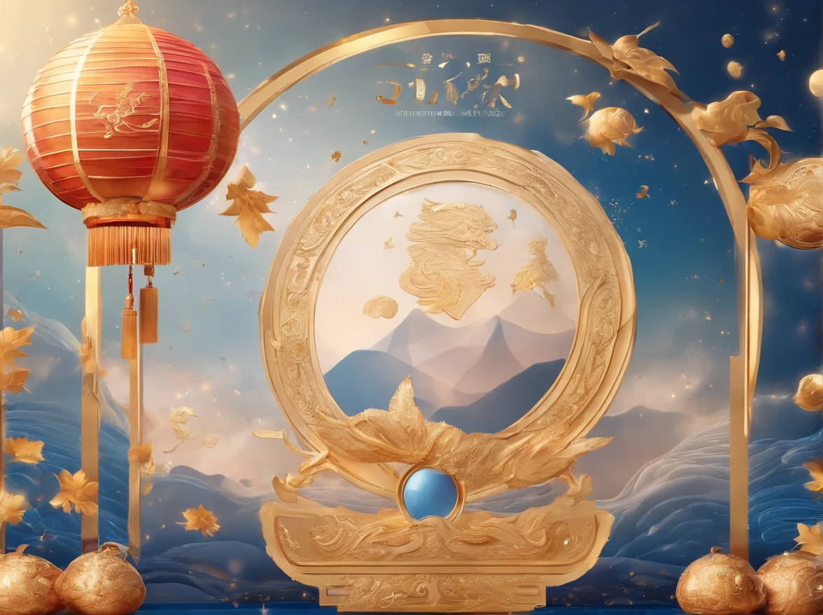 Mid-Autumn Festival banner image，E-commerce homepage display，Background with：（Various small appliances fly around the screen：1.2），Sea of Stars，blue colors，large moon in the sky