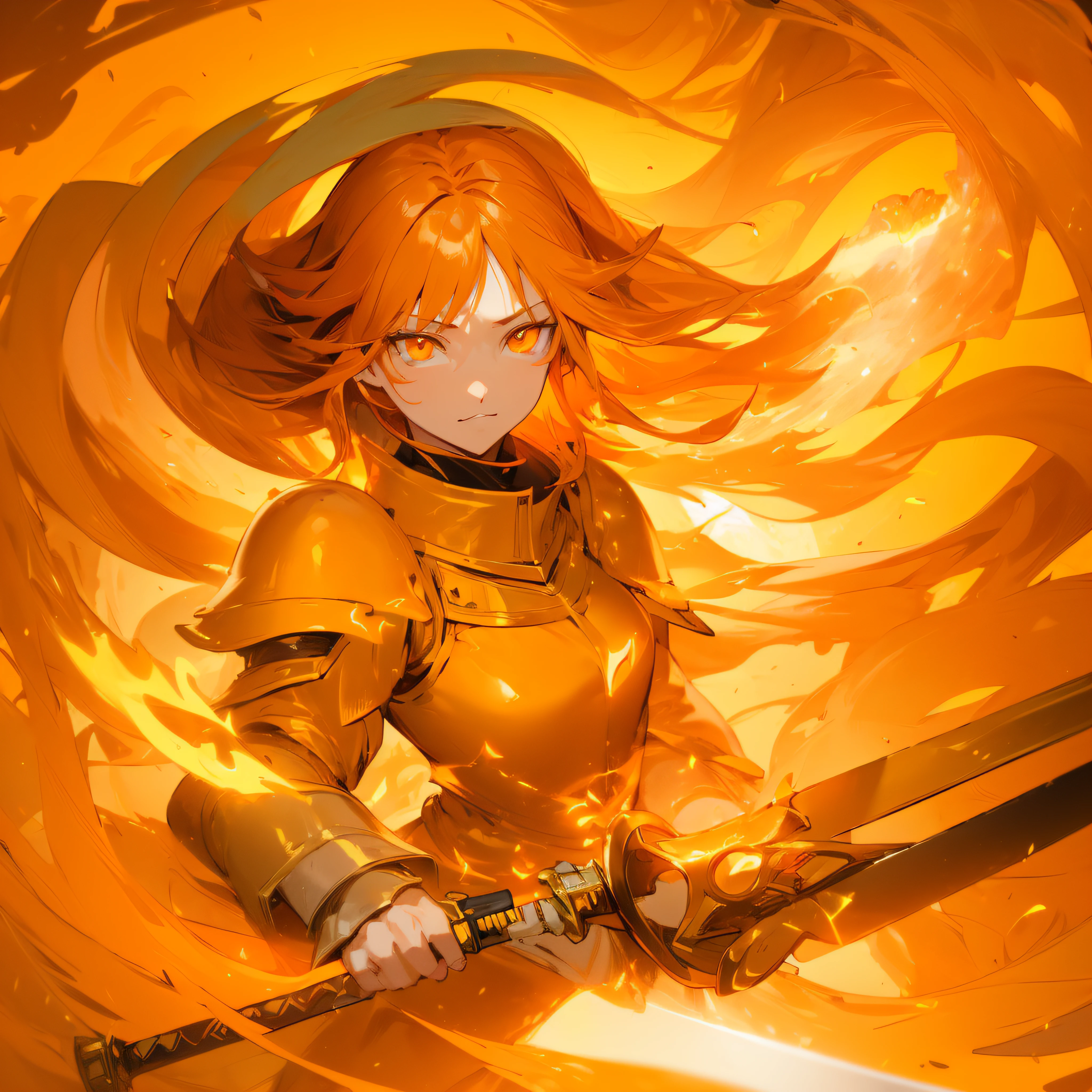 (((masutepiece))), hyperdetails, Very beautiful knight girl, (((Hold the Flaming Sword))), extra detailed face, Beautiful flame orange hair, Beautiful details Shining flame eyes, Beautiful Detail Flame Orange Armor, (((Very beautiful detailed flame background))), Extremely detailed, superfine illustration, (((Beautiful waifu animation style))), line-drawing, (((Full body))), Approaching perfection, Perfect Anatomy, Golden ratio, 5-Fingers, Insanely detailed, Fantasy, Concept art, epicd, Cinematic,