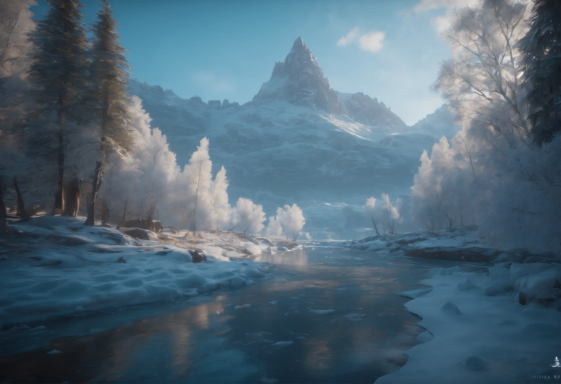 frost land, frost kingdom, stunning, cinematic lighting, unreal engine, trending on ArtStation, intricate details, masterpiece, best quality, by Irakli Nadar, Greg Rutkowski，(((best quality))),(((ultra detailed))),(((masterpiece)))