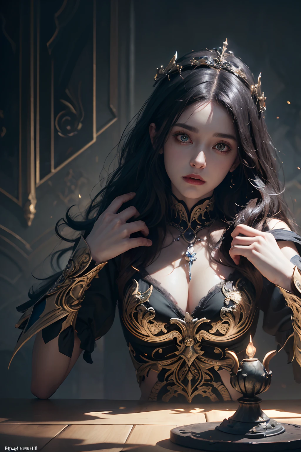 1deity, hand of fate, dark symphony, abstract, chaos, stunning, cinematic lighting, unreal engine, trending on ArtStation, intricate details, masterpiece, best quality, by Irakli Nadar, Greg Rutkowski,(((best quality))),(((ultra detailed))),(((masterpiece)))