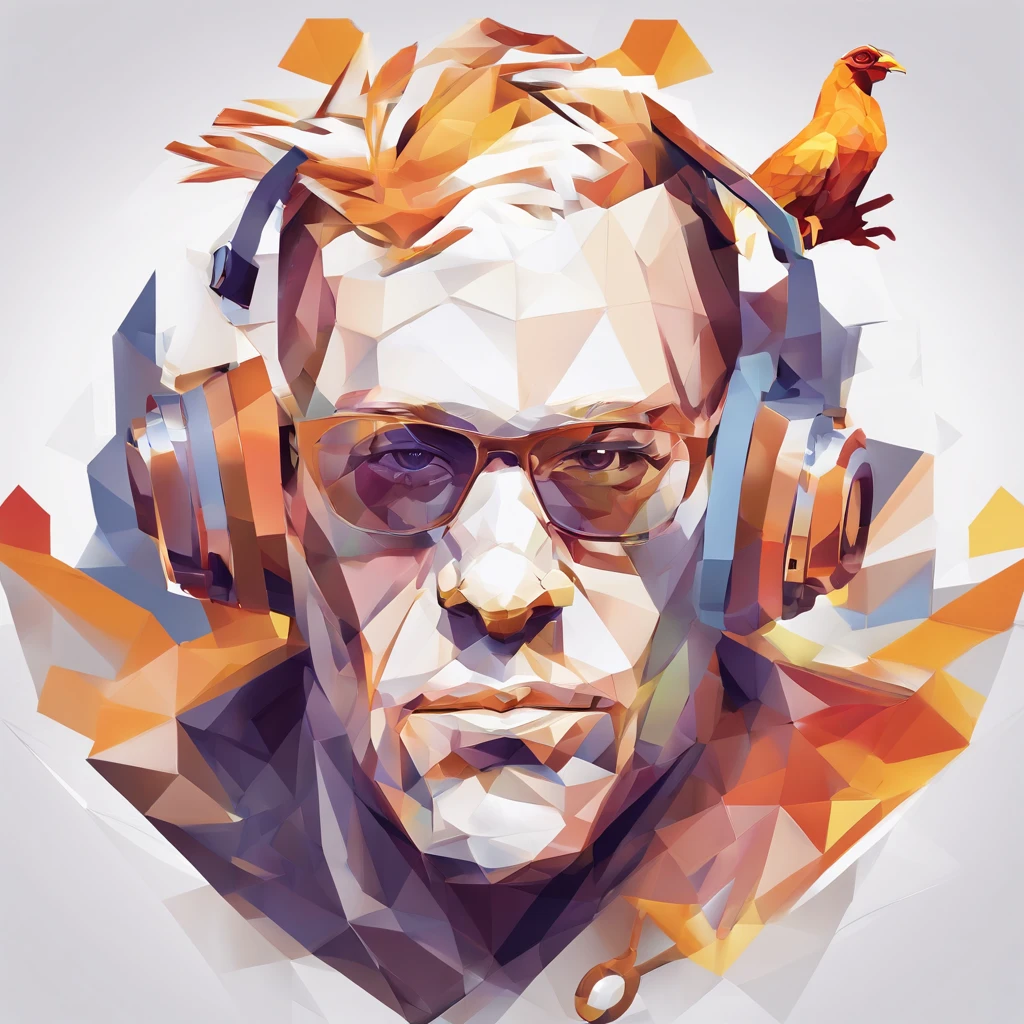 ((Man with chicken head))、body builder、Only the head is a chicken human、Perfect centering, Wear a student team jacket, Wearing sunglasses, Wearing headphones, cheerfulness, Standing position, Abstract beauty, Centered, Looking at the camera, Facing the camera, Approaching perfection, Dynamic, Highly detailed, Smooth, Sharp Focus, 8K, hight resolution, Illustration, art by carne griffiths and wadim kashin, White background