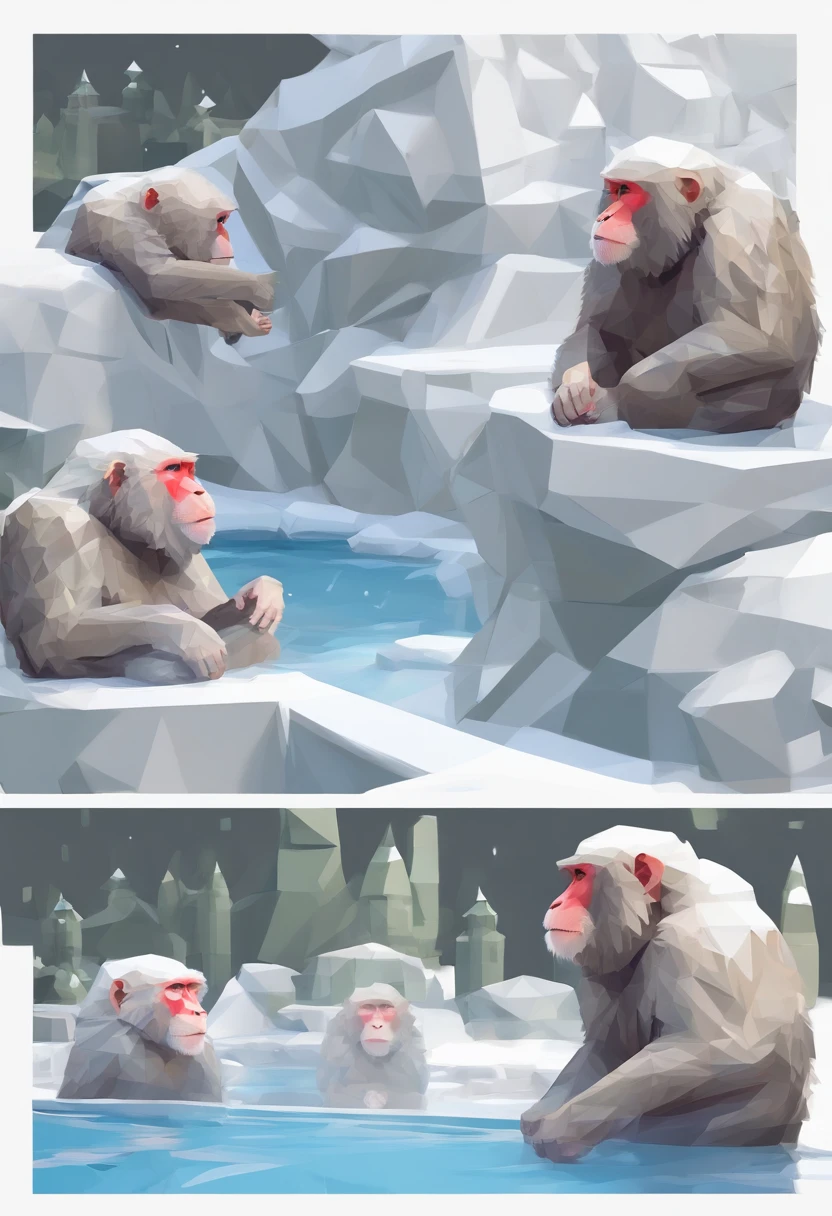 Japanese macaque　Heartwarming　Take a deep bath in the large open-air bath　Enter　Snow around