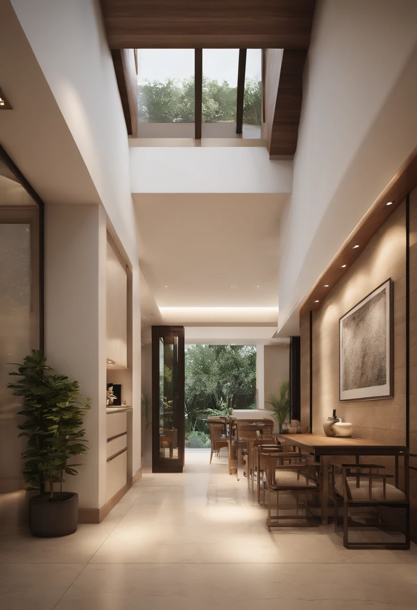 there is a dining table and benches in a room with a staircase, 3 d rendering, very realistic 3 d render, render vray, house interior,
keem interior layout as it is. make a interior design for this stair room. elegant stair room space with dinning room. Focal Point; SRAIR, Time of Day;evening. accurate and detailed. editorial style, eye-level,style; Contemporary. lighting natural plus artificial, mood elegant, add indor plant