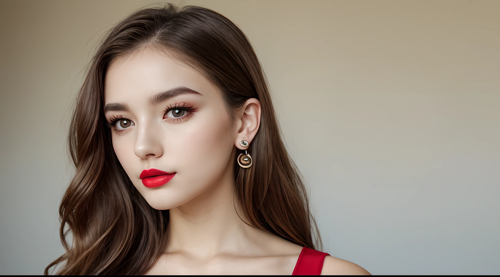 [sony premium camera, 8k, full High resolution, selfie shot, ultrarealistic photo], one beautiful girl, ((wearing hot clothes, having 32 inch breast, party red dress, having makeup, little lipstick)), {hourglass body shape, dancing in a party}, cute girl, with oval face and symmetrical face structure, big eyes, brown eye color, almond shape eyes, straight and balanced nose, soft wavy brown hair heart-shaped lips, perfect eyebrows, perfect ears, light pale soft skin, pale white skin, slightly lifted chin, looking at the camera with an attitude