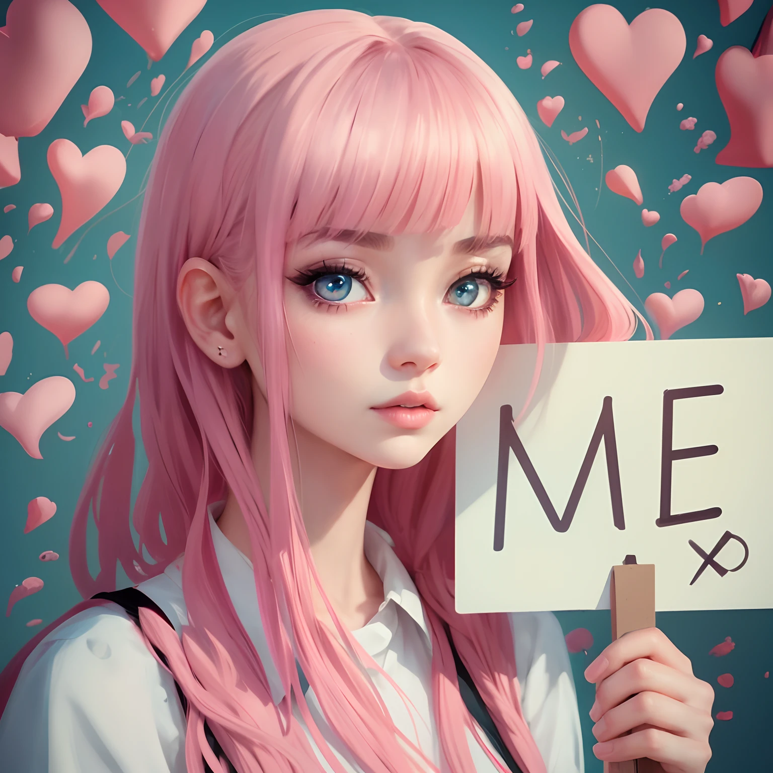 8k, realistic, ultra quality, beatiful girl, Stern anime girl, (Highest Quality, Amazing Details:1.25), cinematic lighting, unique, whole body in picture, black gloves, high-quality, very long hair, hair intakes, makeup, lipstick, eyelashes, ultra detailed eyes, ultra detailed face, ultra detailed lips, ultra detailed lipstick, ultra detailed makeup, 18 years girl, blue eyes, pink hair, masterpiece, 8k