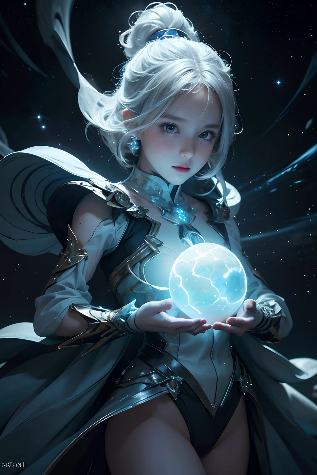 1 amorphous child shape composed of light, white, supernova, stars, creation, dancing, stardust, joy, abstract, chaos, stunning, cinematic lighting, unreal engine, trending on ArtStation, intricate details, masterpiece, best quality, by Irakli Nadar, Greg Rutkowski,(((best quality))),(((ultra detailed))),(((masterpiece)))