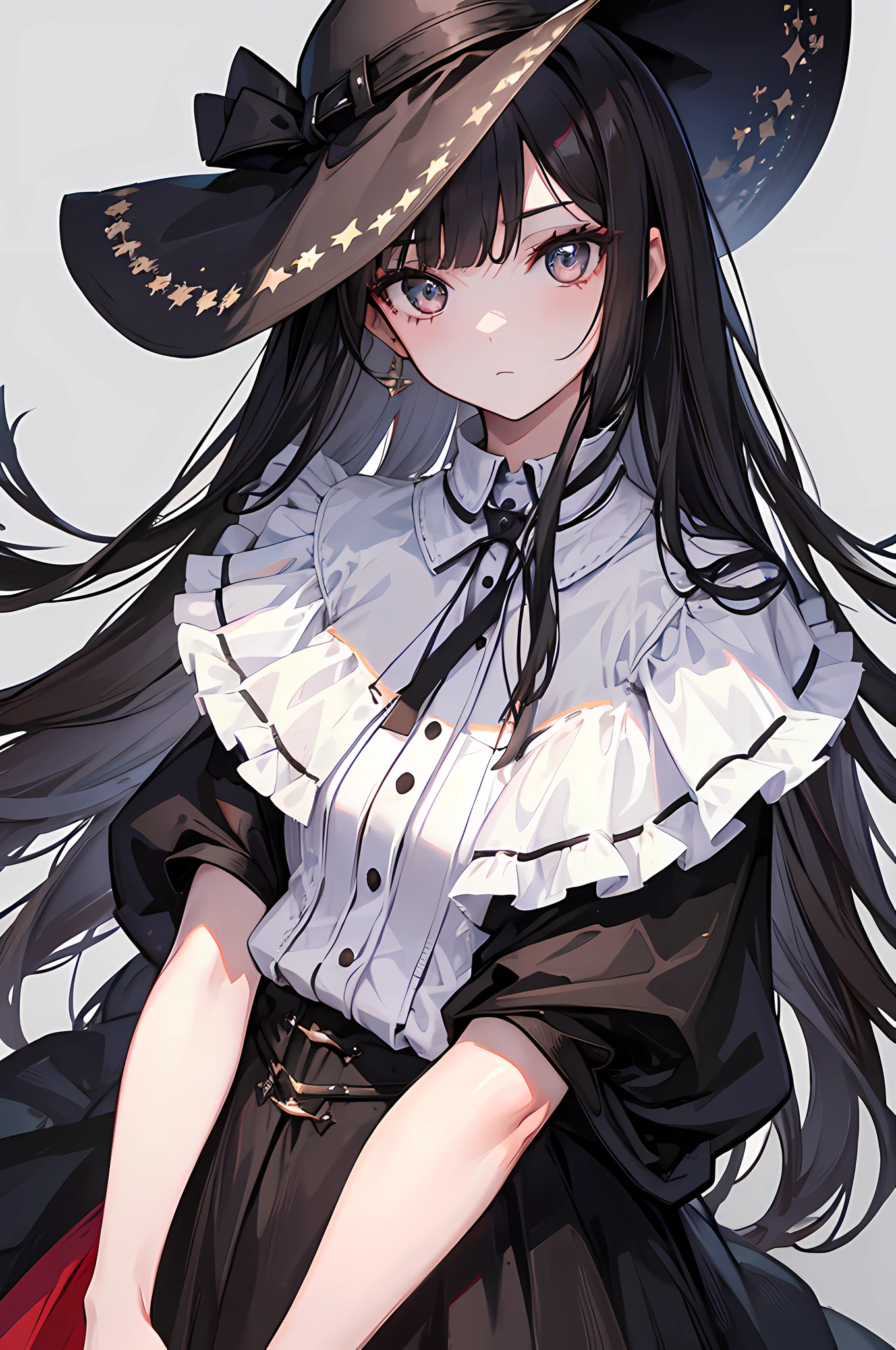 1girl, dark brown beautiful eyes, long black hair, wearing conservative dress, wearing summer hat, summer background, absurdres, high res, ultrasharp, 8k, masterpiece, looking at viewer,