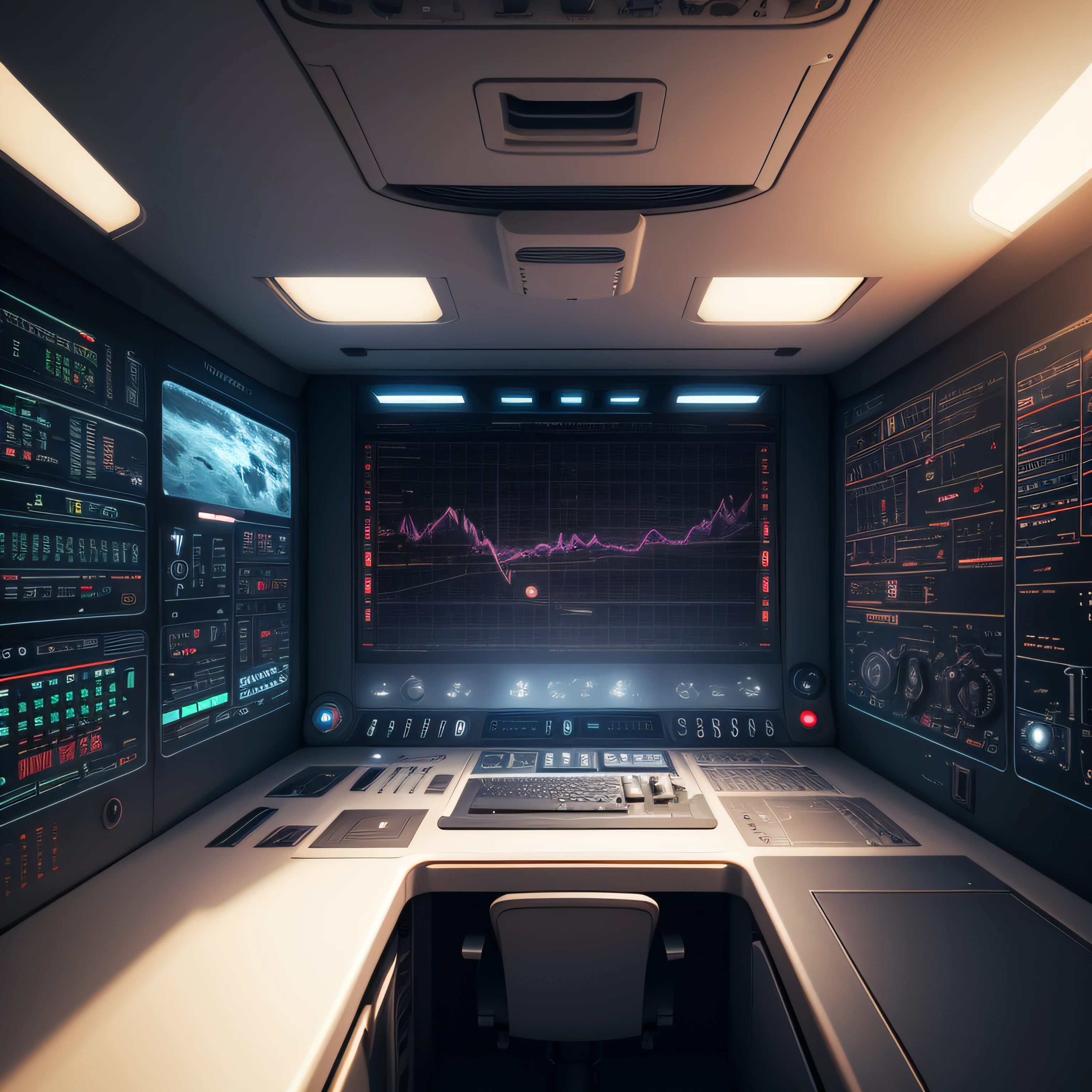 The world of the future,Control panel on the ship, Plenty of space,photorealistic image,4K