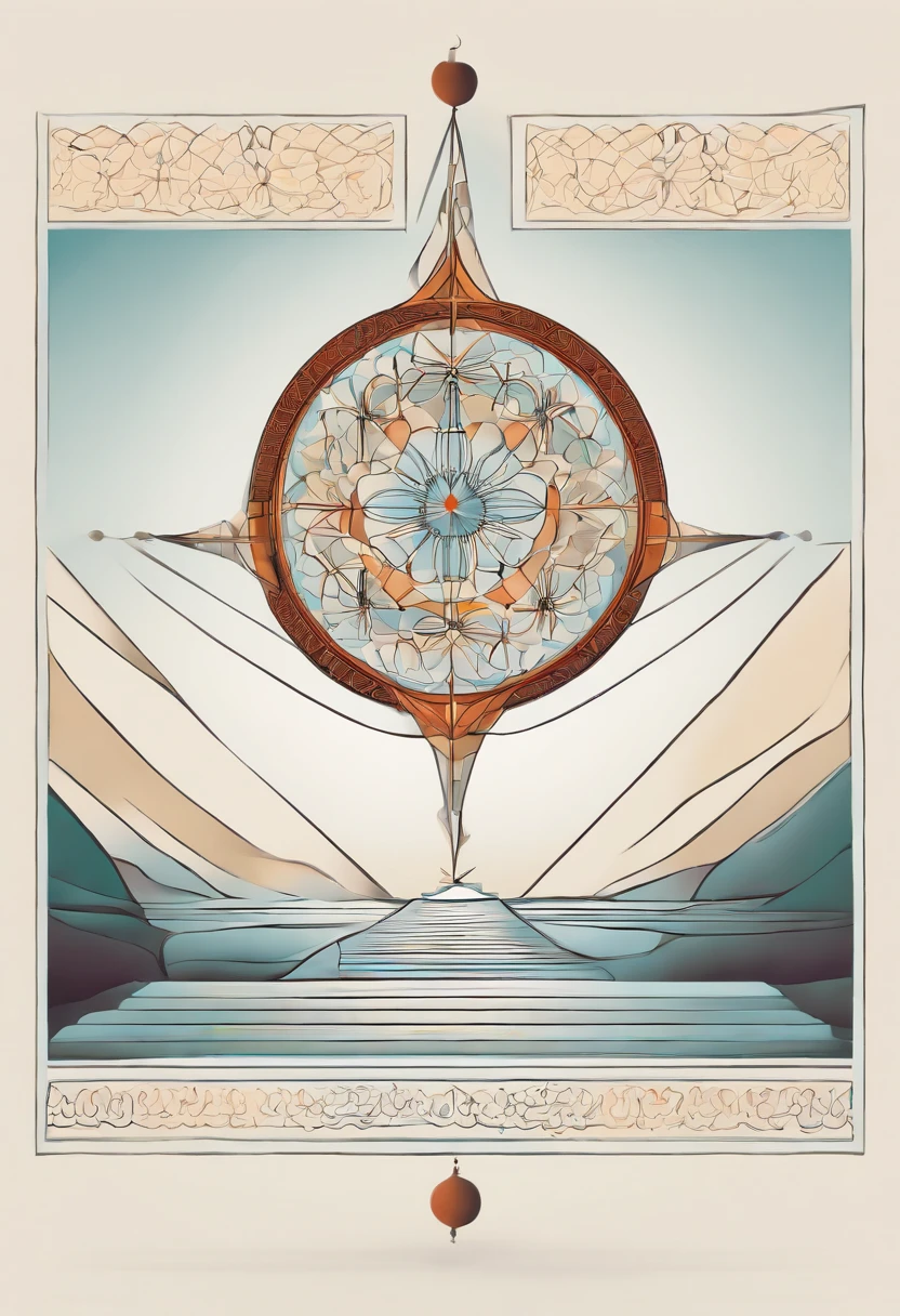 {
    "canvas": {
        "width": 1600,
        "height": 2400,
        "background-color": "#ffffff"
    },
    "layers": [
        {
            "type": "pattern",
            "pattern": "islamic-geometry",
            "opacity": 0.1
        },
        {
            "type": "gradient",
            "colors": ["#FAD02E", "#F76D57"],
            "direction": "diagonal",
            "opacity": 0.7
        },
        {
            "type": "text",
            "content": "Razavi Tadbir's science culture",
            "font": "modern-sans-serif",
            "size": 60,
            "color": "#ffffff",
            "position": {
                "x": 100,
                "y": 500
            }
        },
        {
            "type": "text",
            "content": "of planning towards global crises and challenges,",
            "font": "modern-sans-serif",
            "size": 40,
            "color": "#ffffff",
            "position": {
                "x": 100,
                "y": 580
            }
        },
        {
            "type": "text",
            "content": "a review of international institutions focused on global crises and challenges with a transdisciplinary approach",
            "font": "modern-sans-serif",
            "size": 40,
            "color": "#ffffff",
            "position": {
                "x": 100,
                "y": 650
            }
        },
        {
            "type": "icon",
            "icon-id": "modern-islamic-science-symbol",
            "color": "#4DAF7C",
            "size": 200,
            "position": {
                "x": 700,
                "y": 1000
            }
        }
    ],
    "effects": [
        {
            "effect-type": "drop-shadow",
            "distance": 5,
            "angle": 45,
            "opacity": 0.5,
            "blur-radius": 10
        }
    ]
}
