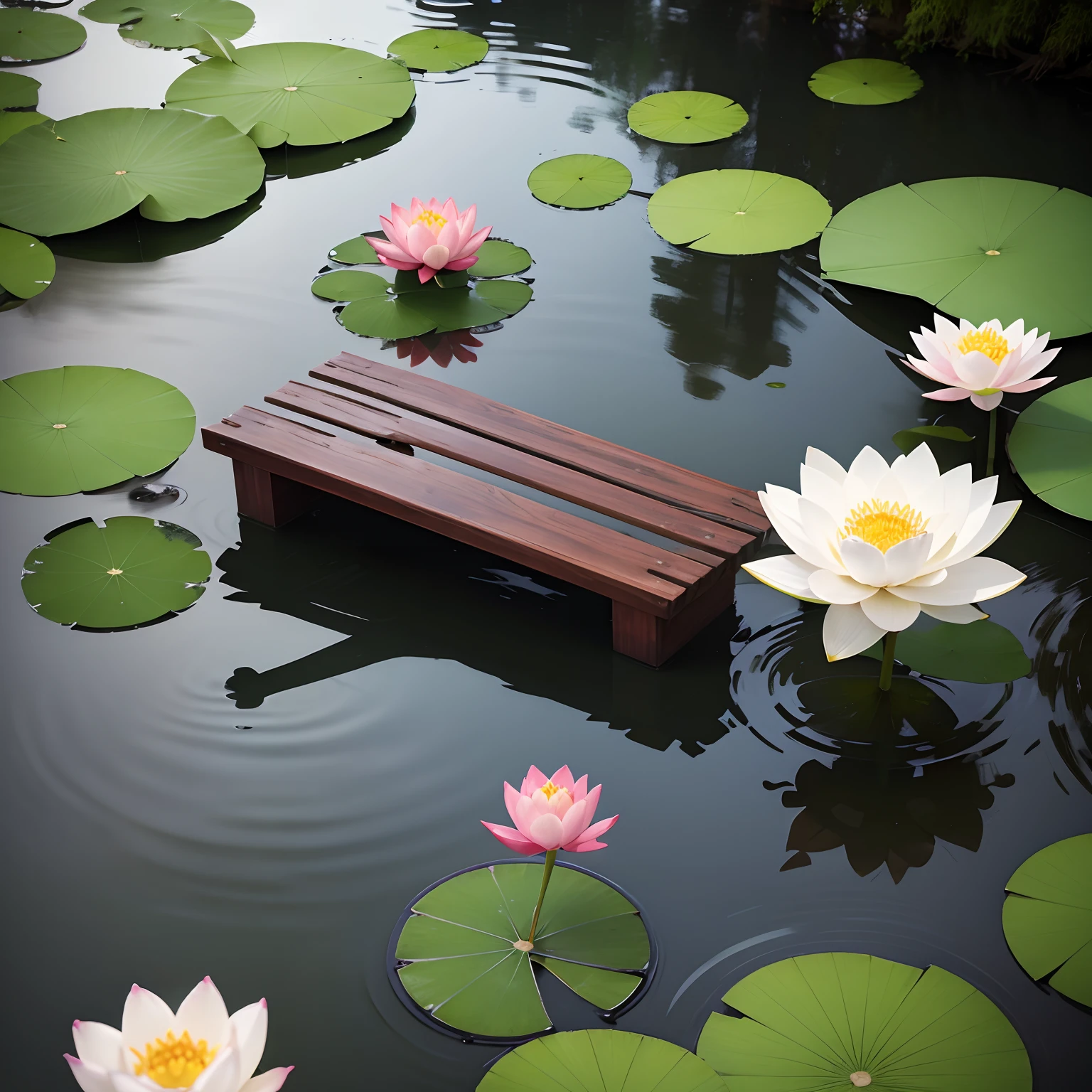 Summer pond，The surface of the lake ripples，Lotus flowers bloom，Lotus flowers are red，Lotus leaves sway in the wind，Dance。