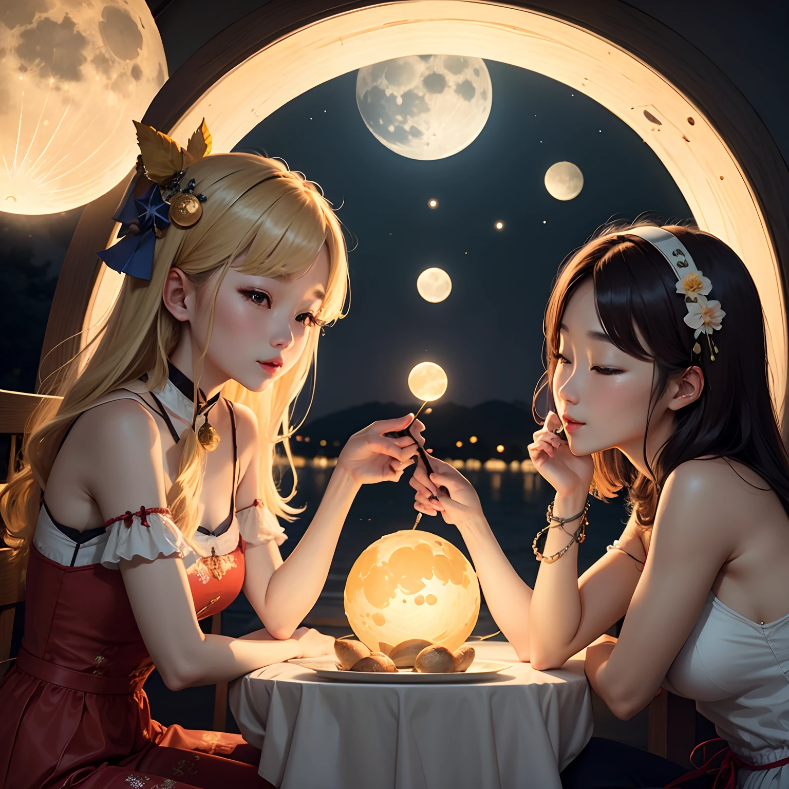 Mid-autumn moon viewing,Full moon reunion,Spend the festive season with joy and joy。