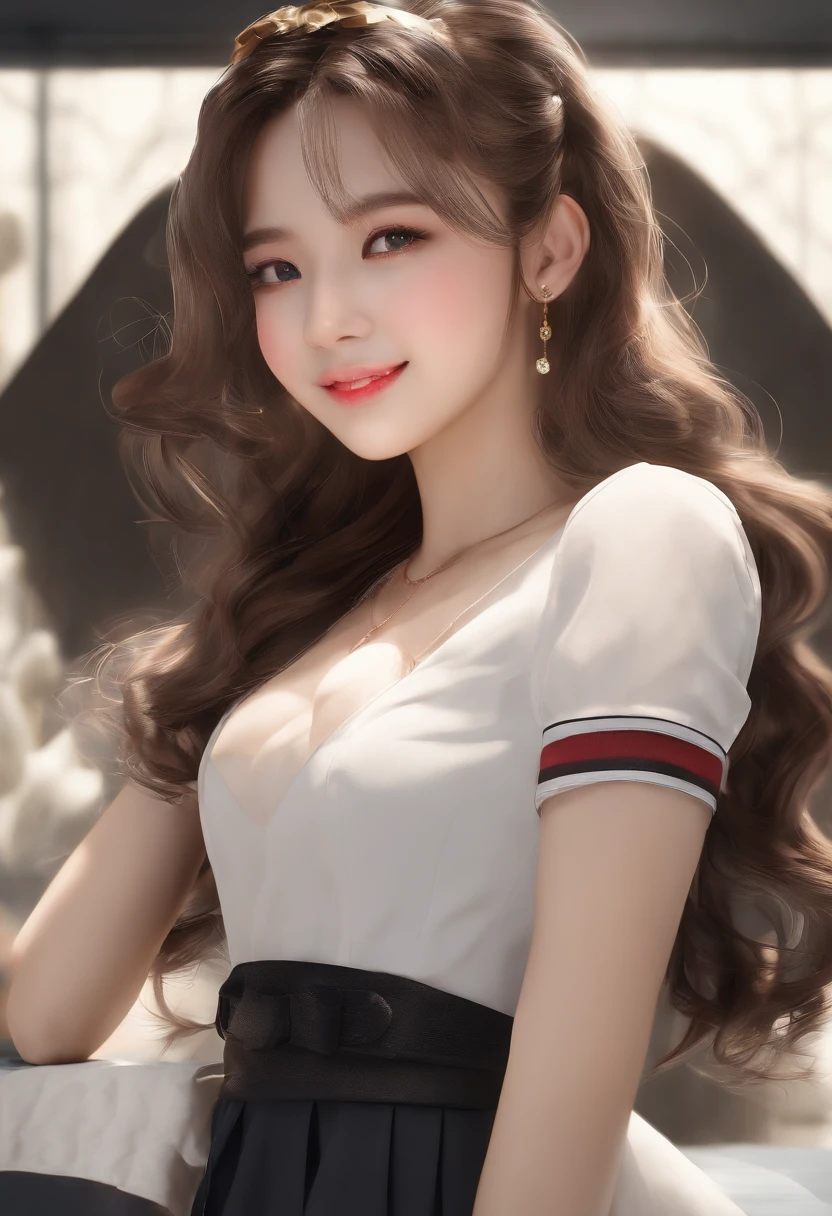 full body "(best quality,highres),(realistic),(studio lighting),(portrait),(-yeld) c girl,(reporter),(professional),(vivid colors),(detailed eyes, lips),(studio-type),(journalist),(microphone),(professional attire),(confident smile),(dynamic pose),(neutral background),(bright, energetic atmosphere)"16 years orter (high quality,4k,8k,highres,masterpiece:1.2),beautiful detailed eyes,beautiful detailed lips,long hair,uniform, (((16 years old girlth long hair in casual dress sitting on a studio , gesture,Mare hair,professional,vibrant colors,soft lighting,subtle shadows,messy bun, Mare hair light breeze,stunning graceful posture,confident expressions,expressive eyes,curvy eyelashes,subtle blushing,sparkling highlights,sharp details,soft skin,precise shading,luminous atmosphere,dynamic composition,sublime artwork, small round eyes, Chinese teen, glossy pink lips, alluring cute smile, k pop looks, full body complete anatomy