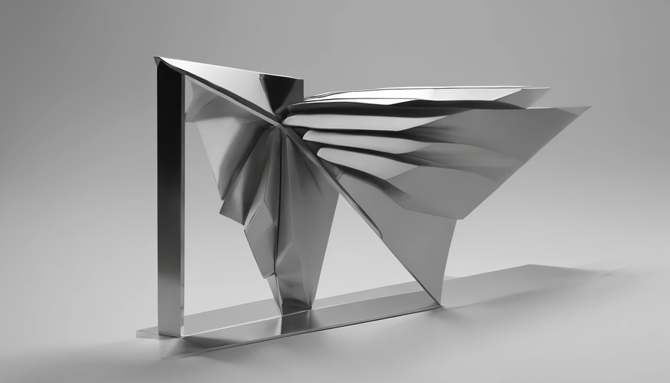 Wings sculpture stainless steel abstract placed square