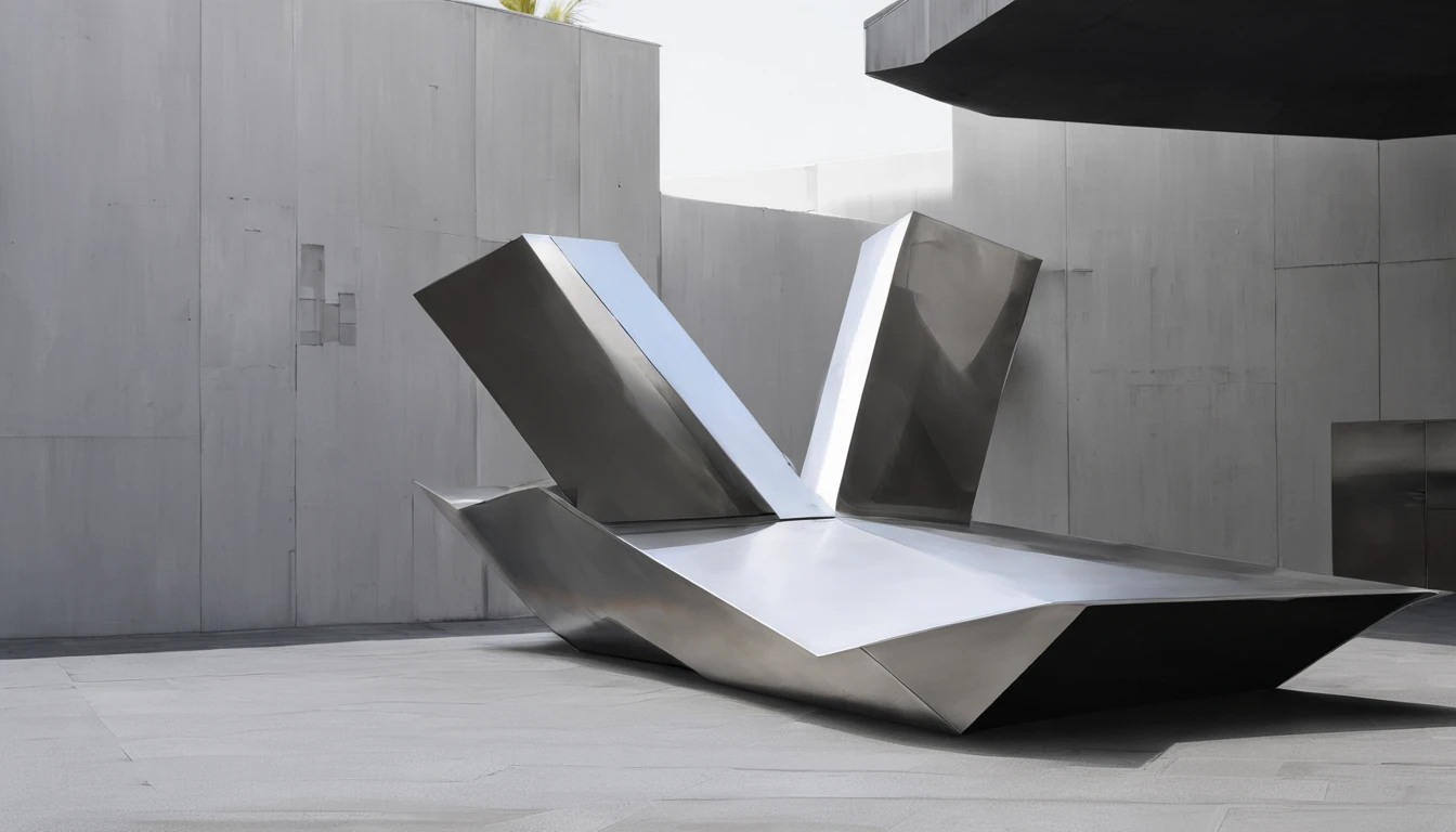 Wings sculpture stainless steel abstract placed square