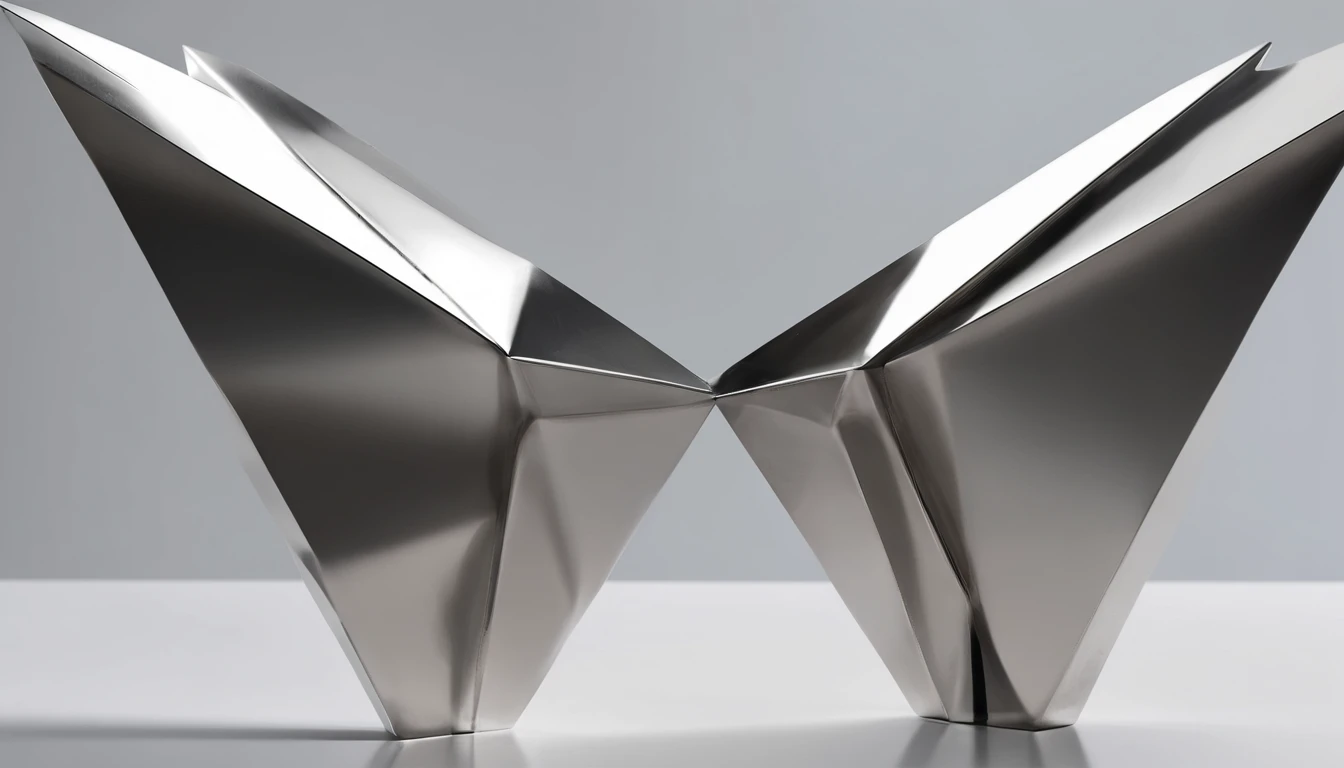 Wings sculpture stainless steel abstract placed square