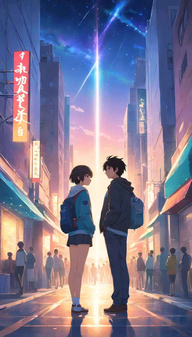 masterpiece、Adults、30Uncle of the generation、twinks、Forehead、30-years old、A dark-haired、Black jacket、Black pants、white t-shirts、Give bangs、Sticking out your forehead、twinks、Eyes drawn in detail、a handsome、Inside the city、starrysky、Mystical light、Dramatic light、Cinematic power、