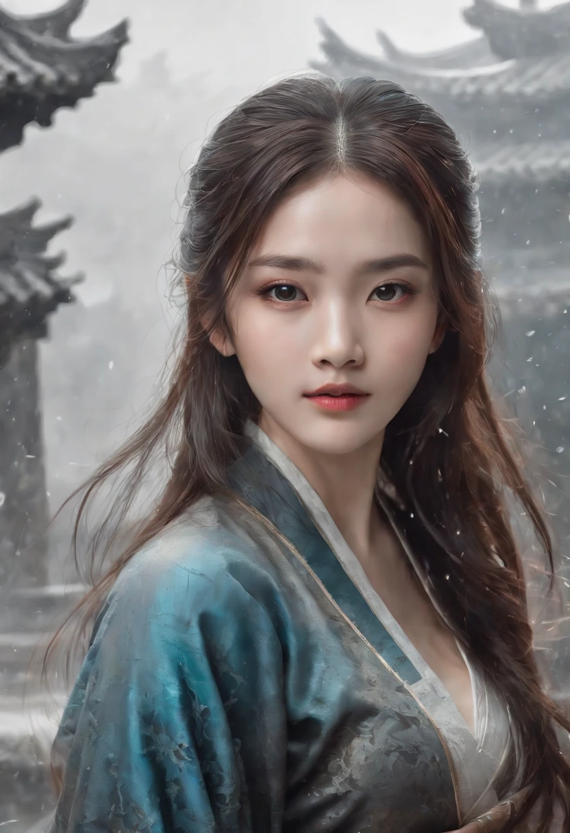 dramatic angle,(fluttered detailed ink splashs), (illustration),(((1 girl))),(long hair),(rain:0.6),(expressionless ,hair ornament:1.4),there is an ancient palace beside the girl,chinese clothes,(focus on), color Ink wash painting,(ink splashing),color splashing,((colorful)),[sketch], Masterpiece,best quality, beautifully painted,highly detailed,(denoising:0.7),[splash ink],yin yang, (the most beautiful art in the world:1.2)