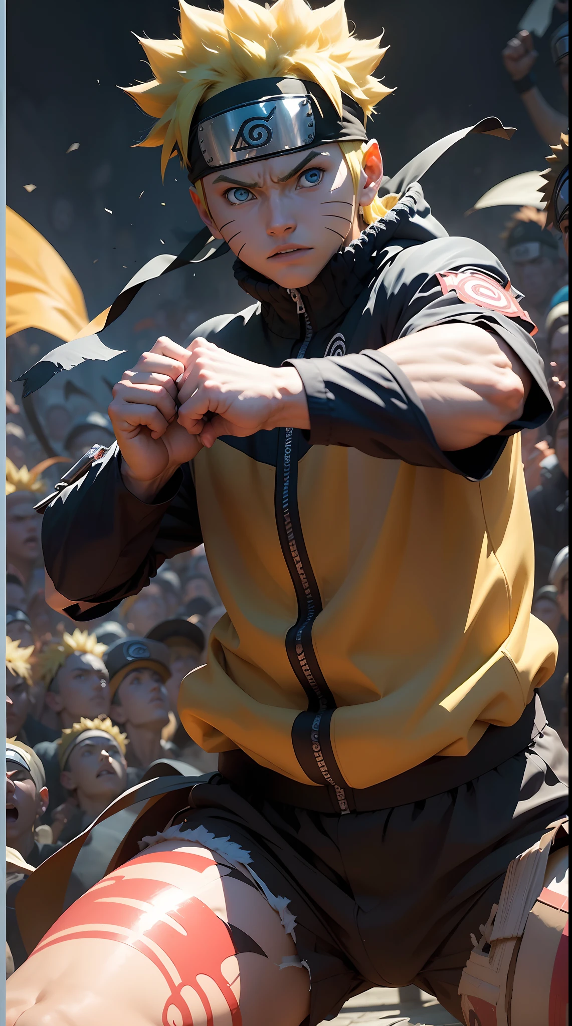 Naruto Uzumaki, Boxe, sentado fazendo pose, roupa de boxeador, champion, forte, musculoso, bonito