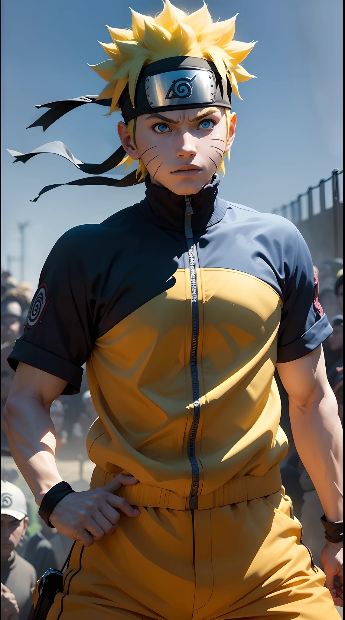 Naruto Uzumaki, Boxe, sentado fazendo pose, roupa de boxeador, champion, forte, musculoso, bonito