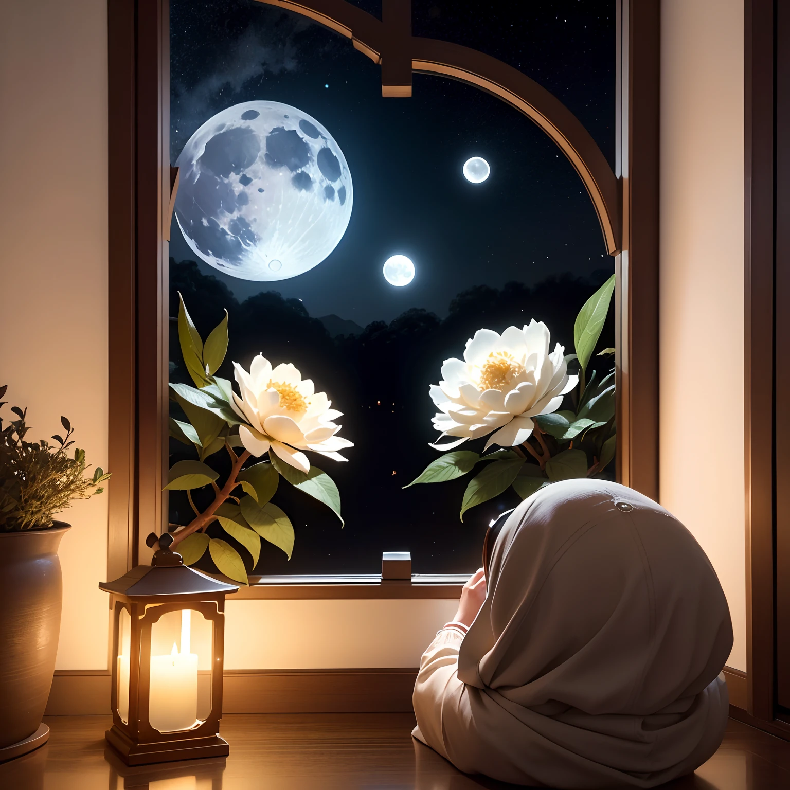 Mid-Autumn Night,The moon is bright as a mirror,Sprinkle a silver glow。The osmanthus flowers outside the window are fragrant,Mingle with moonlight,It forms a warm and harmonious picture。